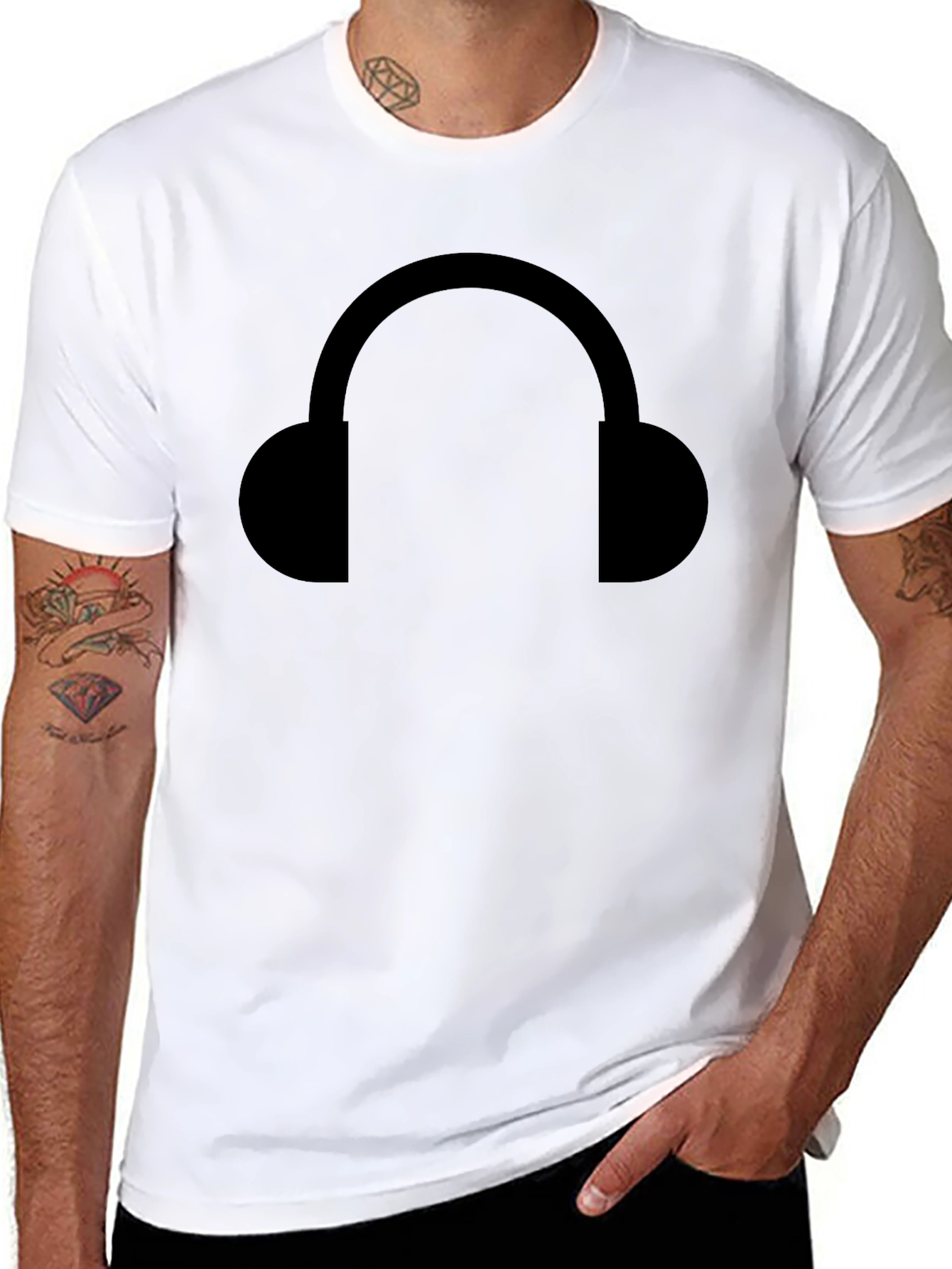 Headphone Graphic Tee - Black Cotton Comfort
