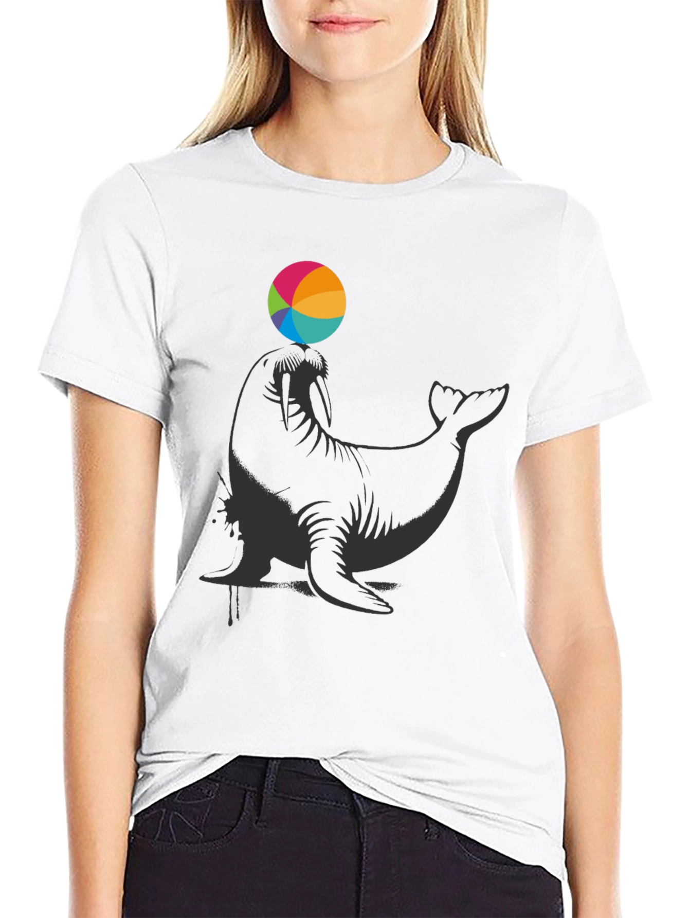 Seal Balancing Ball Graphic T-Shirt