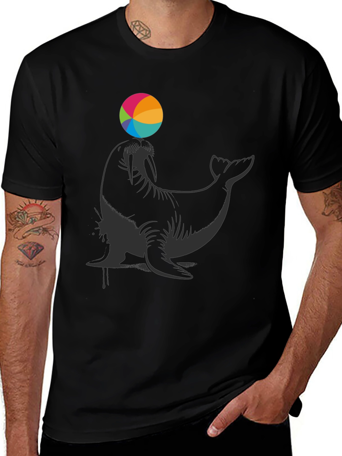 Seal Balancing Ball Graphic T-Shirt