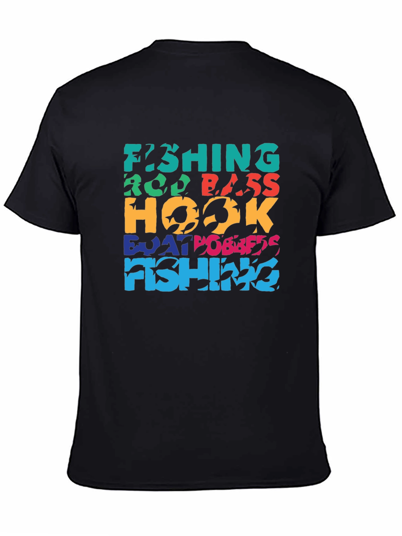 Fishing Word Art Black T-Shirt