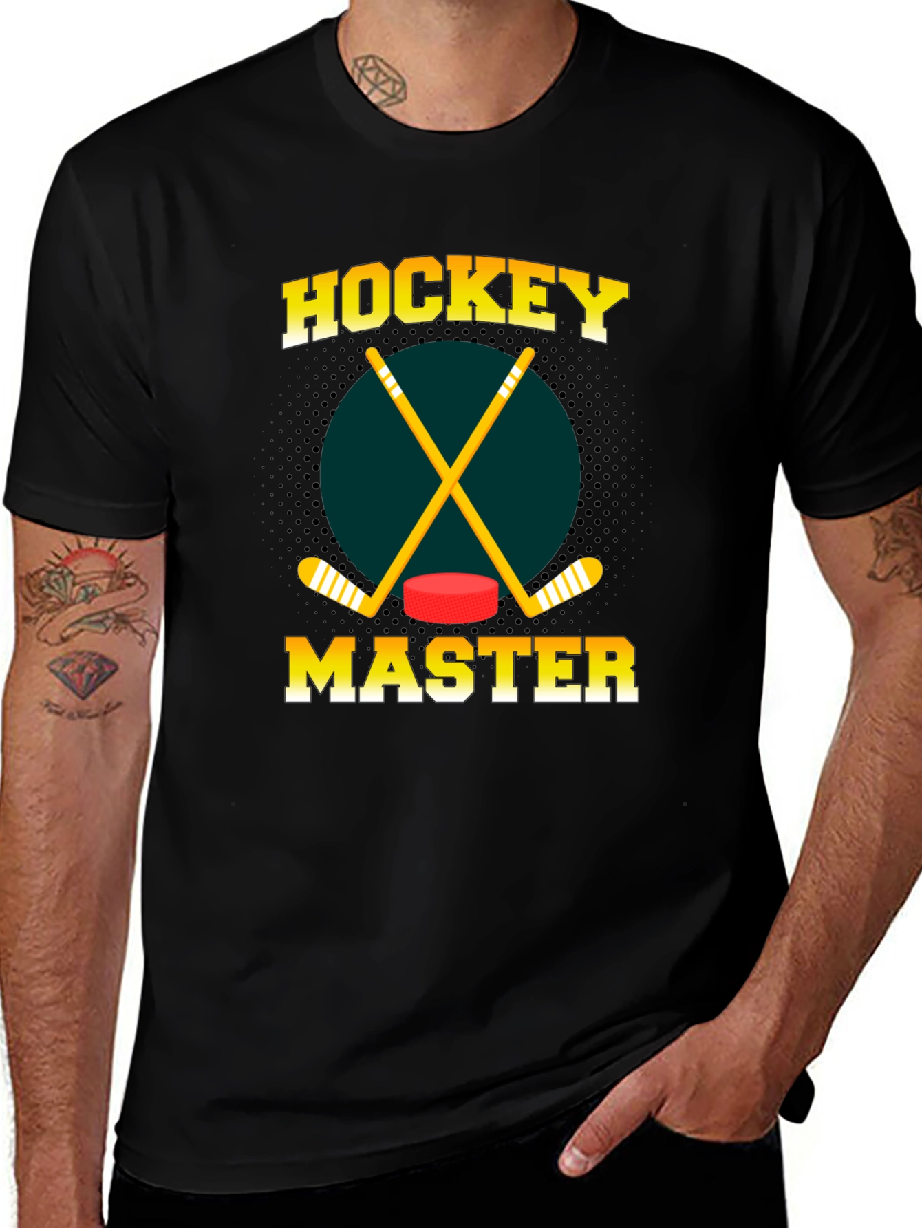 Hockey Master Graphic Tee - Black Cotton T-Shirt