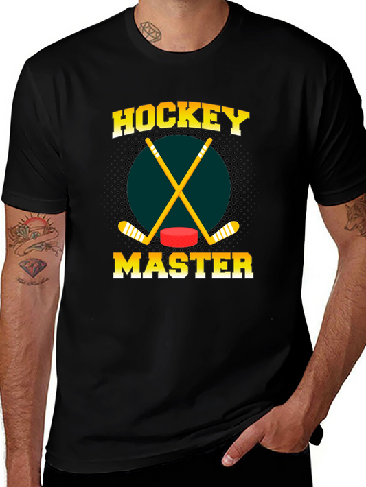 Hockey Master Graphic Tee - Black Cotton T-Shirt