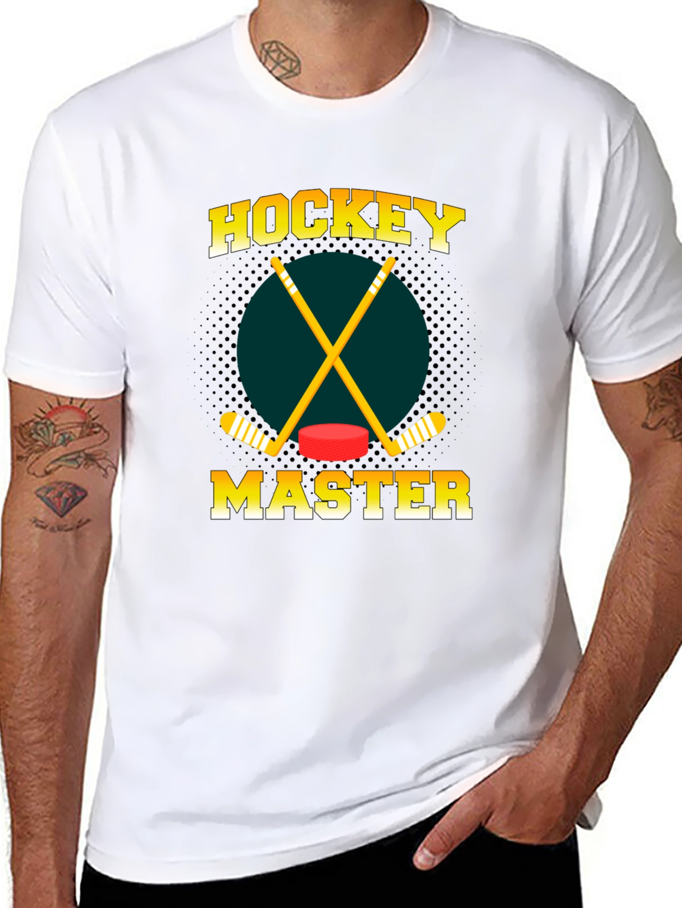 Hockey Master Graphic Tee - Black Cotton T-Shirt
