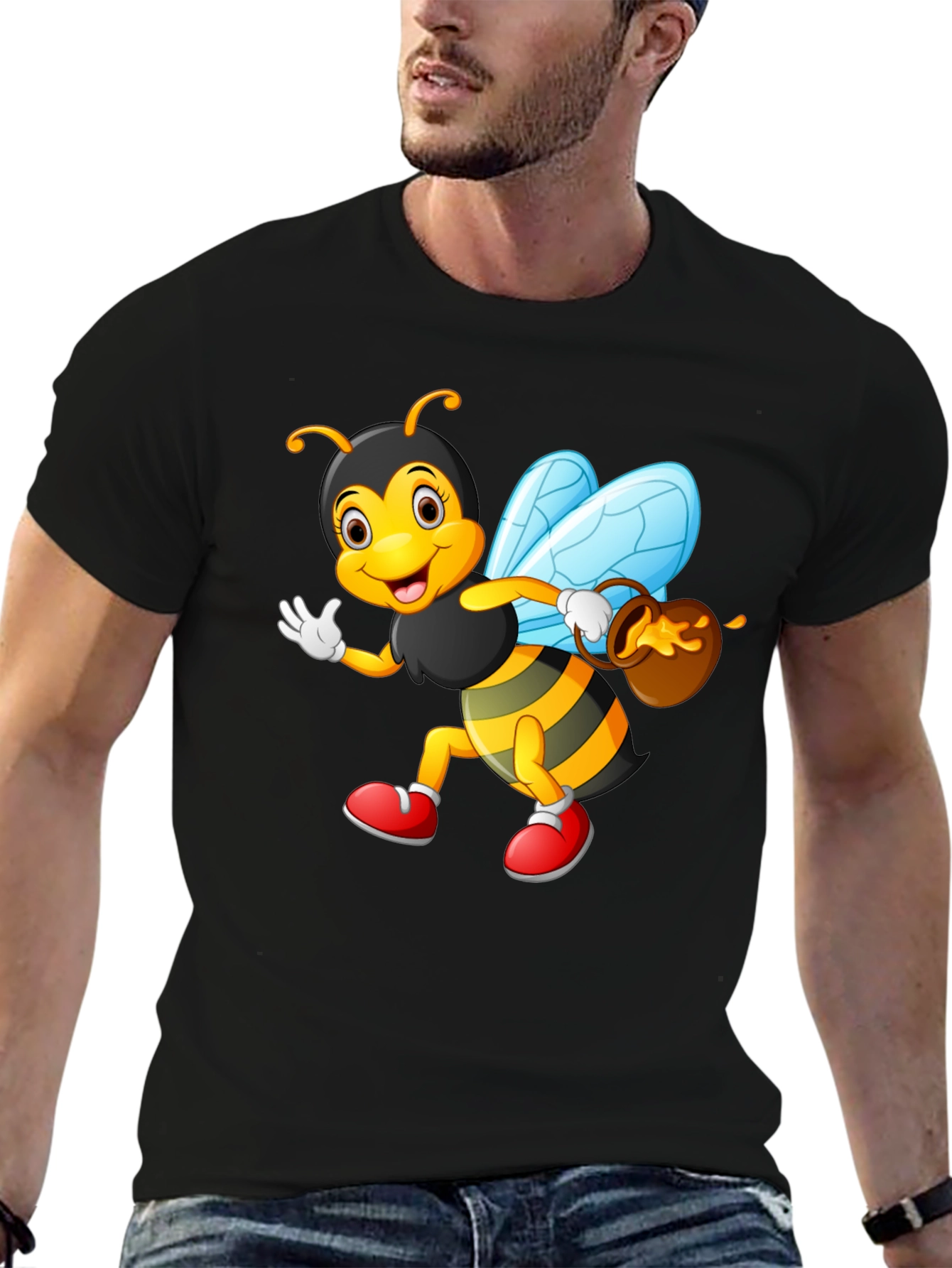 Cartoon Bee T-Shirt - Whimsical Honeybee Design