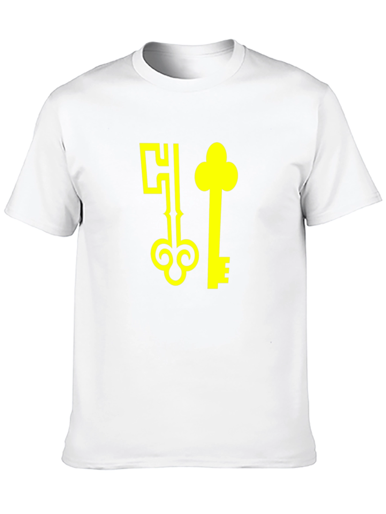 Black T-Shirt with Yellow Keys Graphic