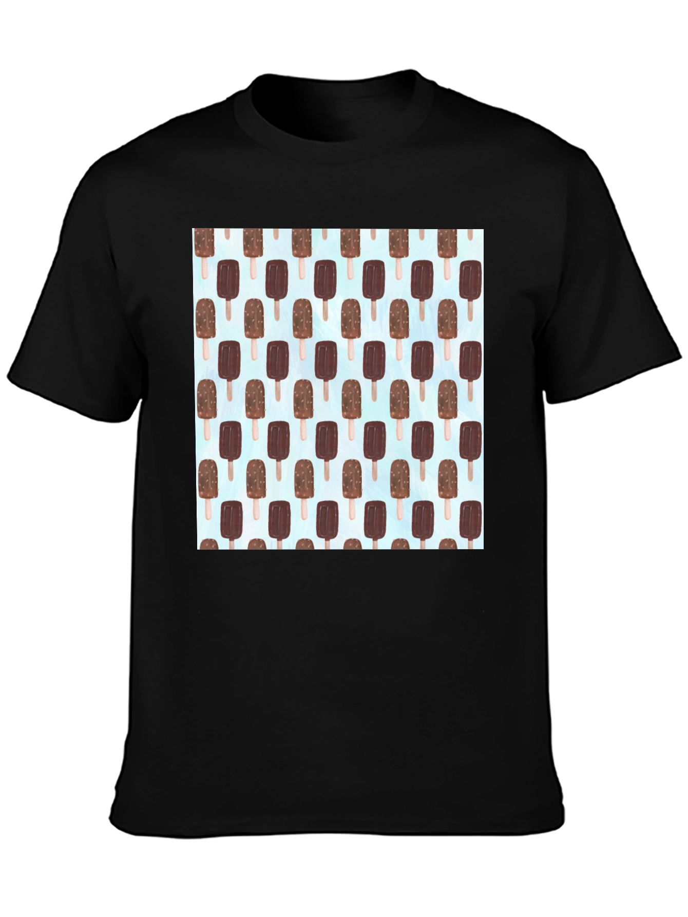 Ice Cream Pattern T-Shirt - Black