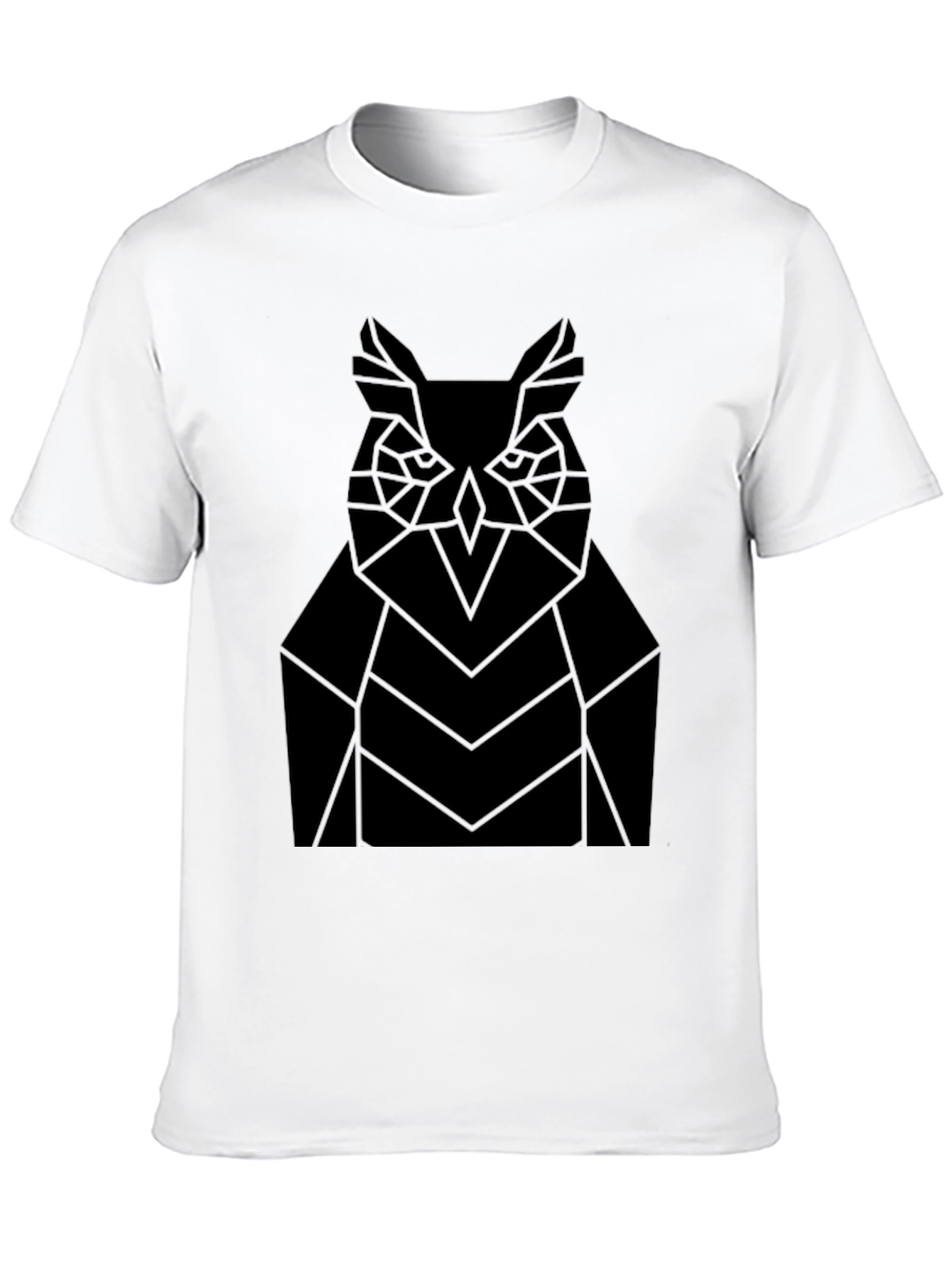 Geometric Owl Graphic Black T-Shirt