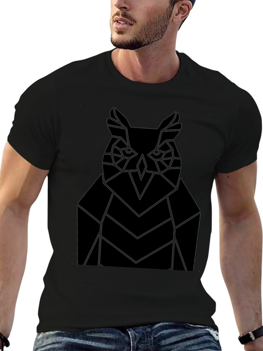Geometric Owl Graphic Black T-Shirt