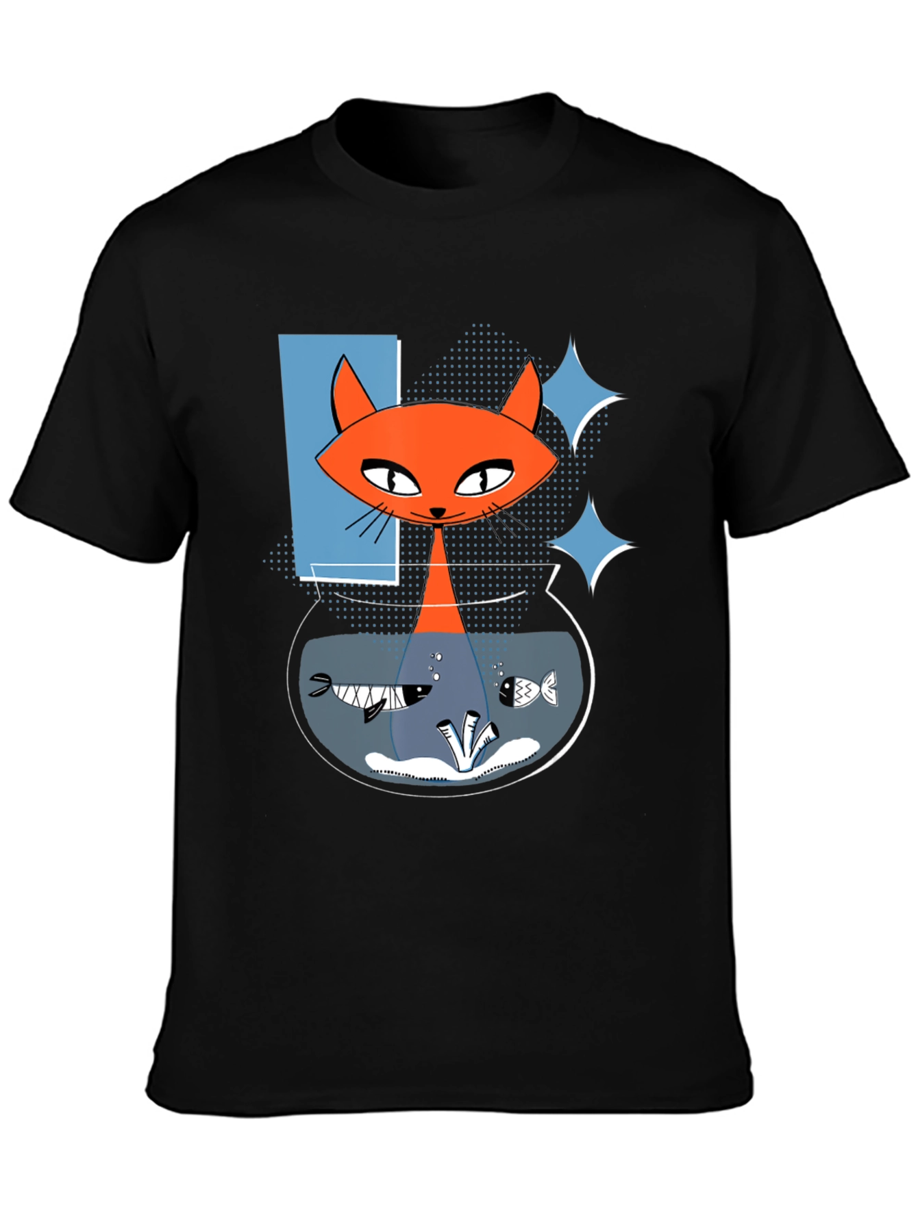 Retro Cat Fish Bowl Graphic Tee