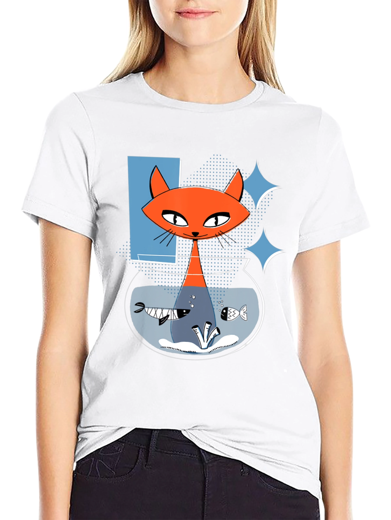Retro Cat Fish Bowl Graphic Tee