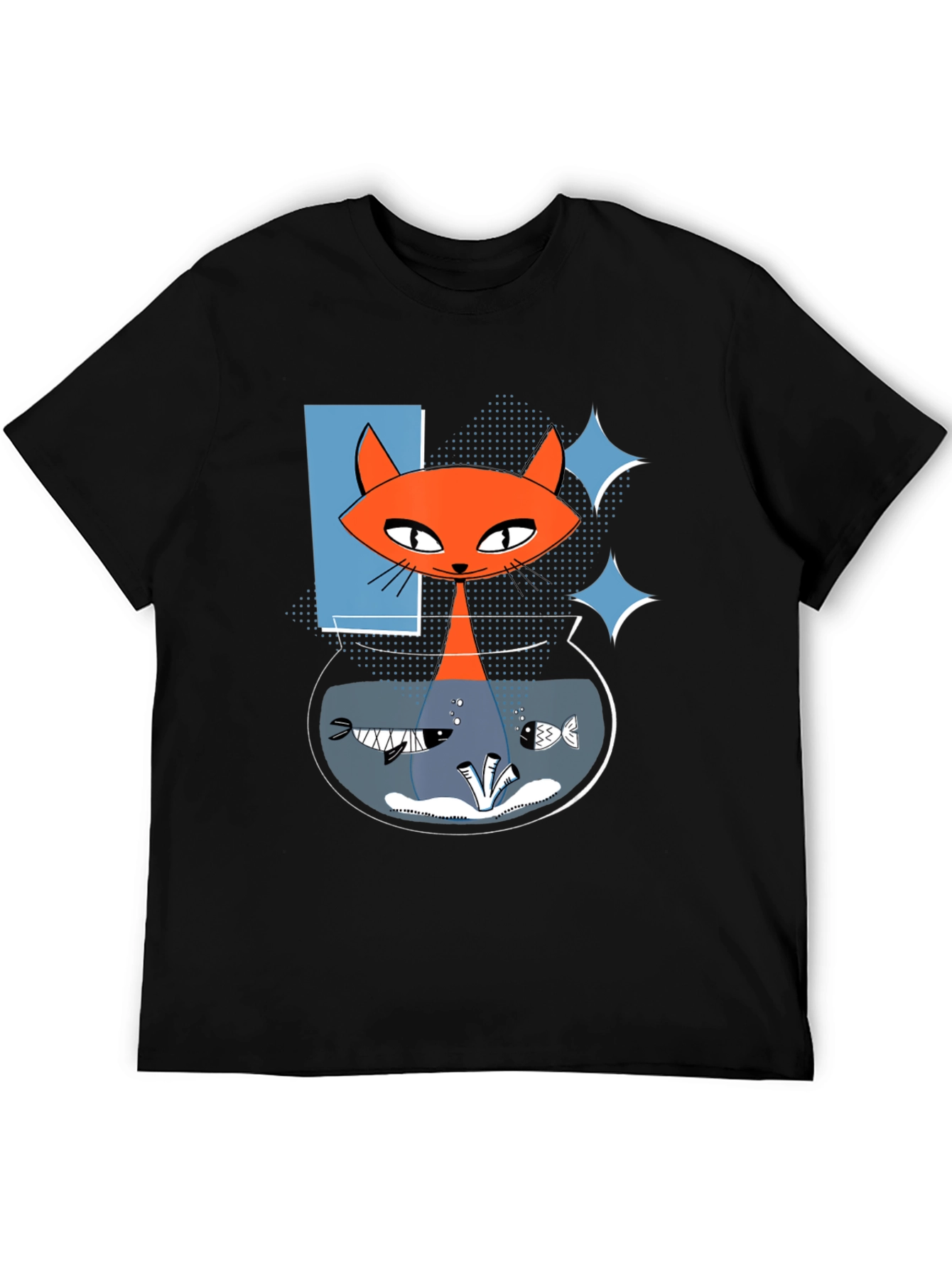 Retro Cat Fish Bowl Graphic Tee