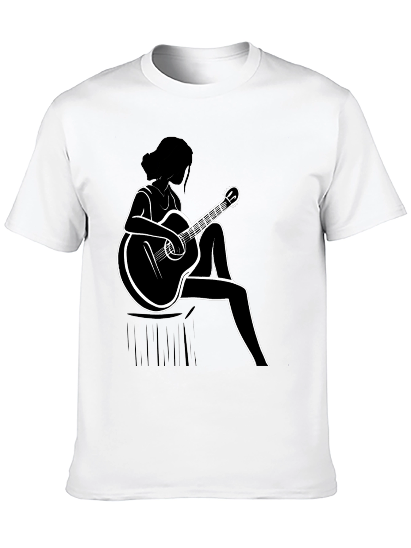 Guitar Girl Graphic T-Shirt - Black