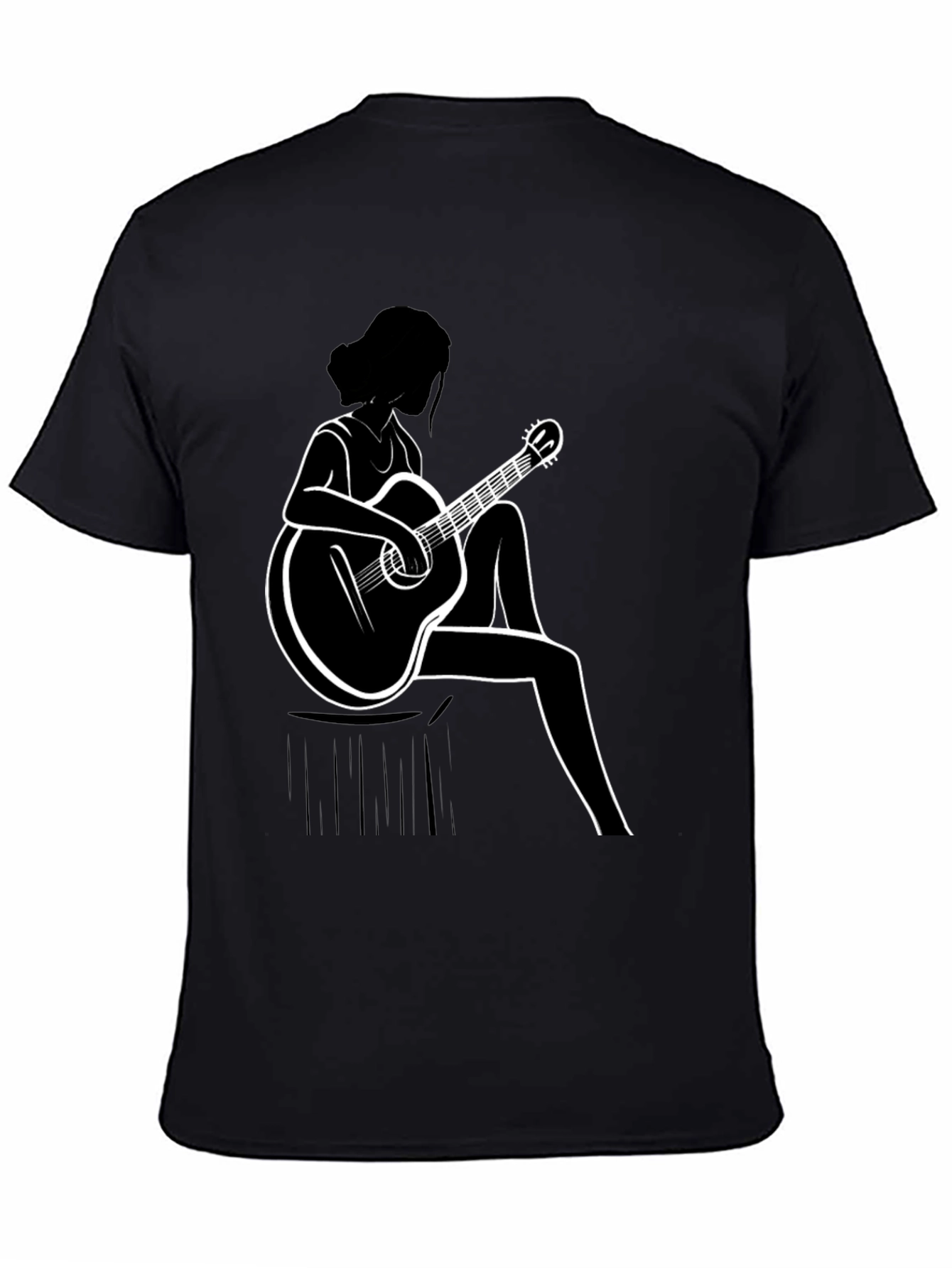 Guitar Girl Graphic T-Shirt - Black