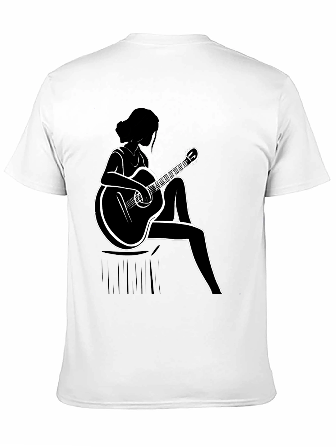 Guitar Girl Graphic T-Shirt - Black