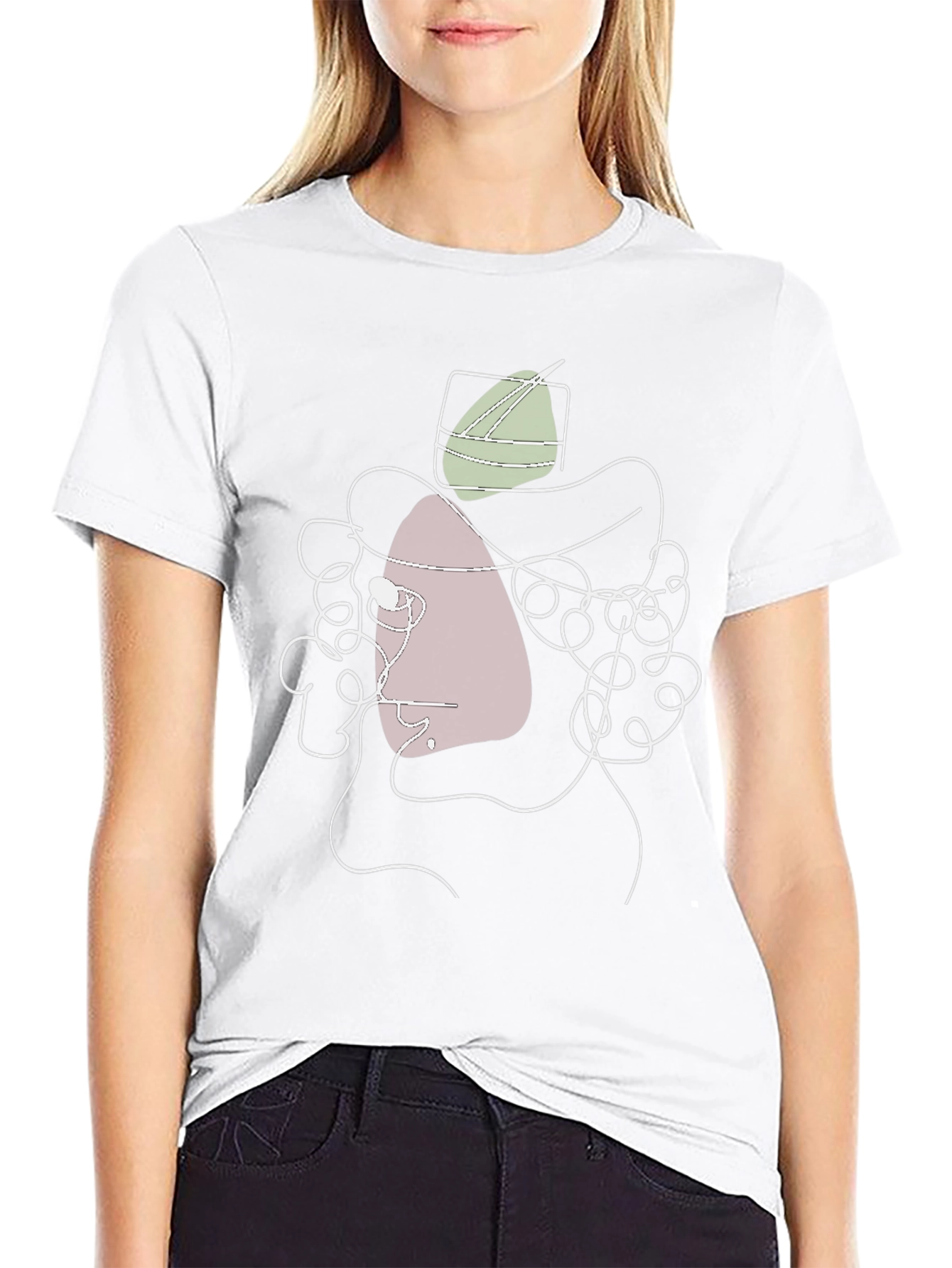 Abstract Hat Man Graphic Tee - Stylish Black T-Shirt