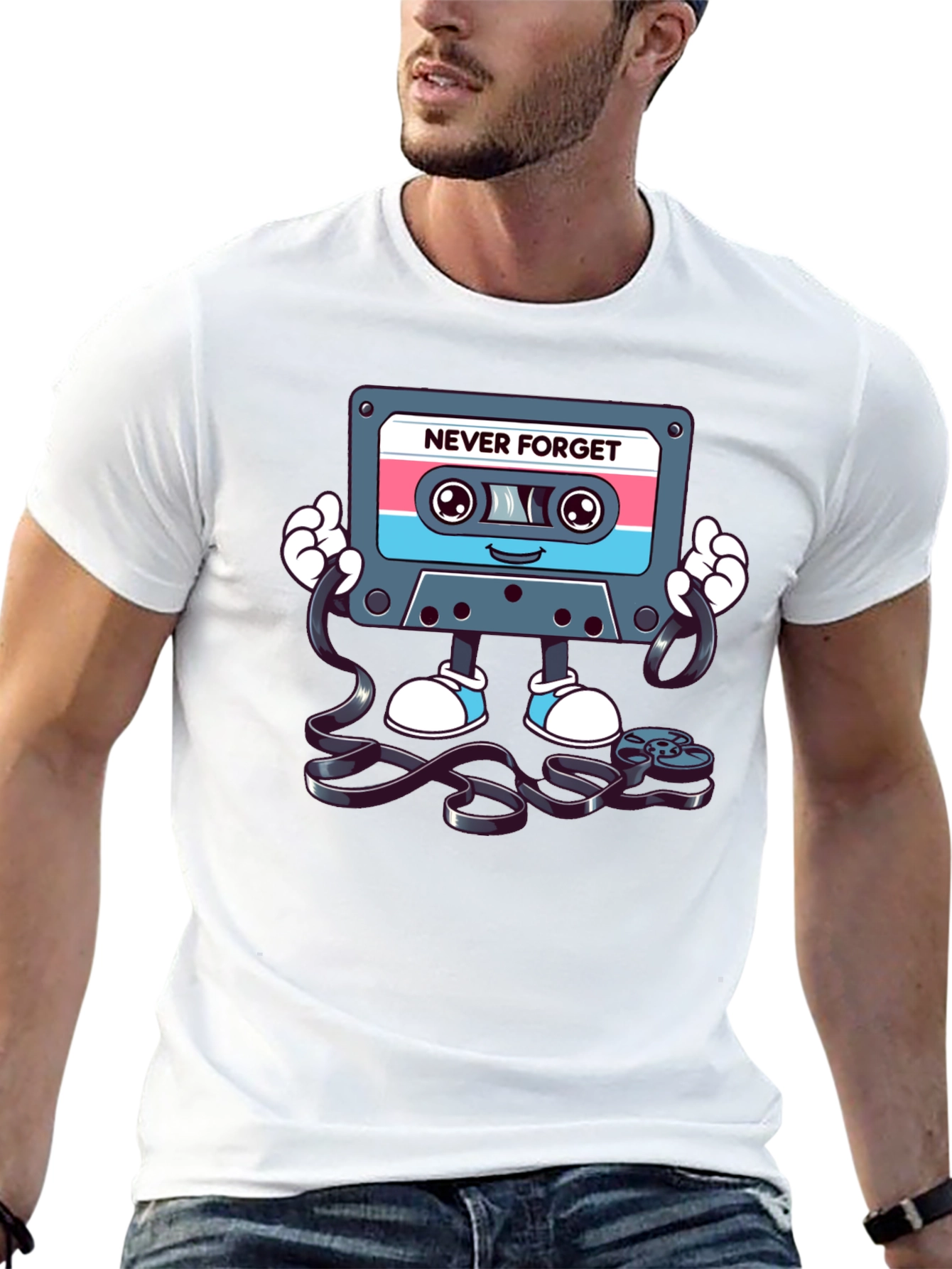 Never Forget Retro Cassette Tape Graphic T-Shirt