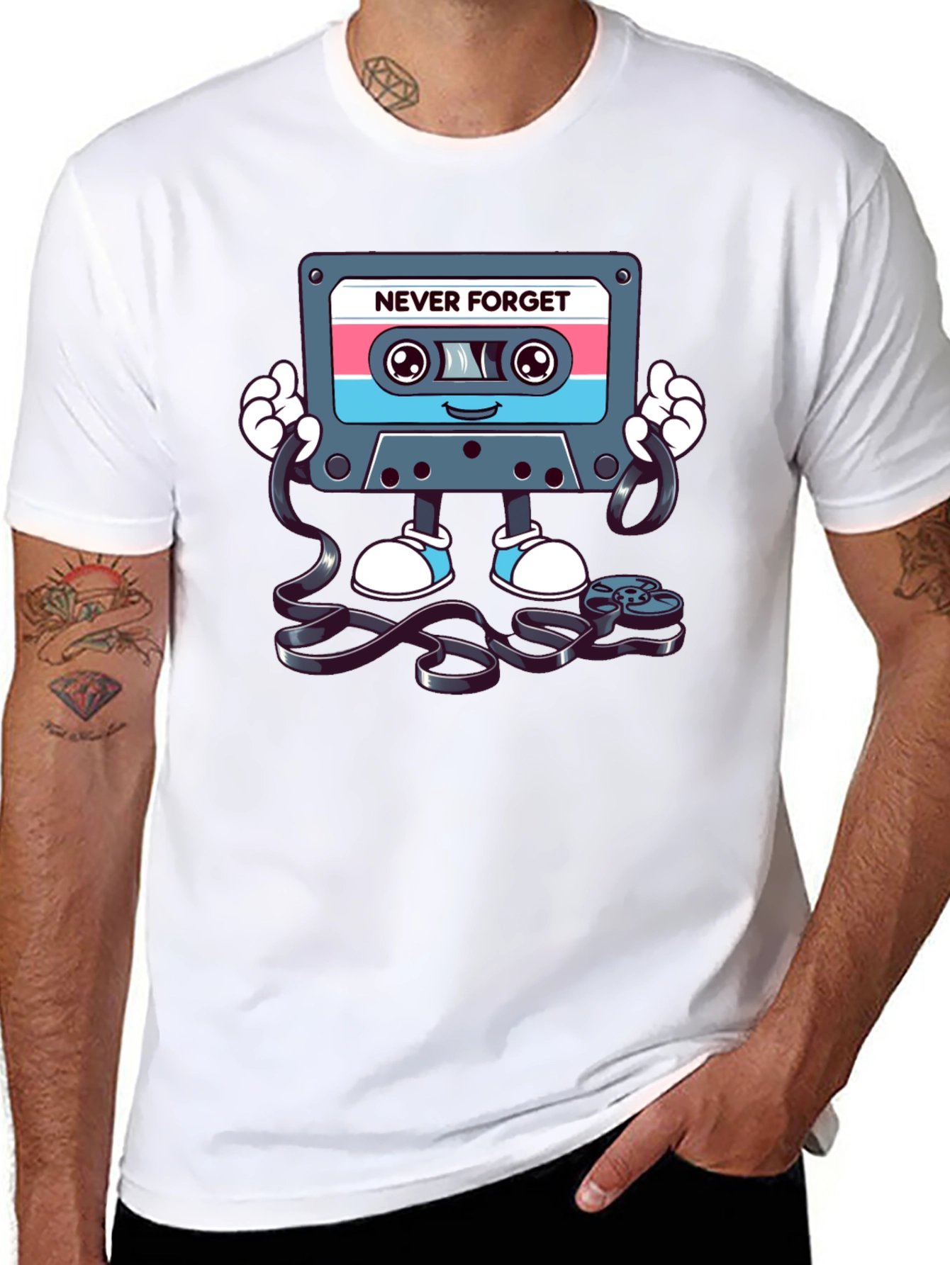 Never Forget Retro Cassette Tape Graphic T-Shirt