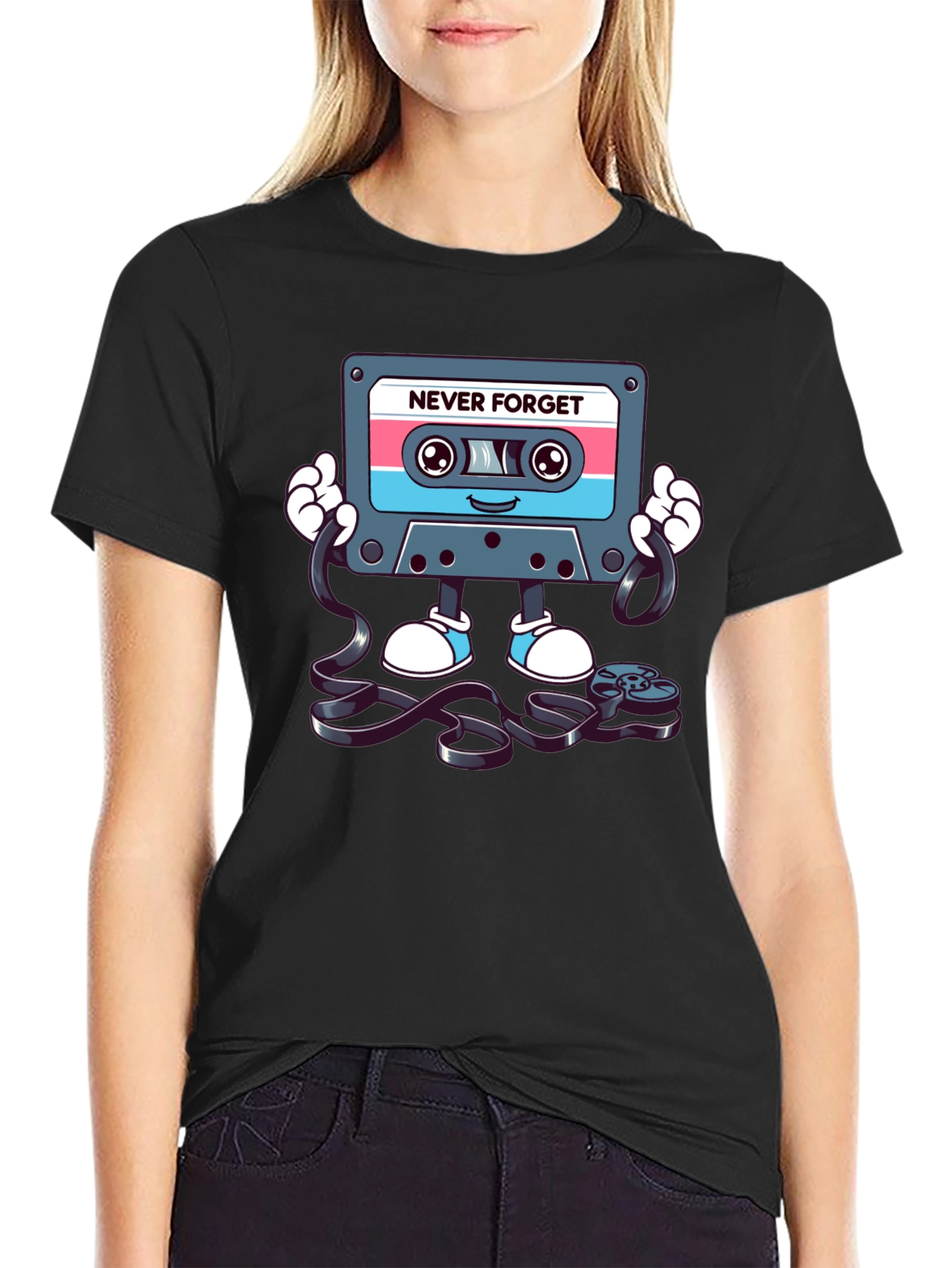 Never Forget Retro Cassette Tape Graphic T-Shirt