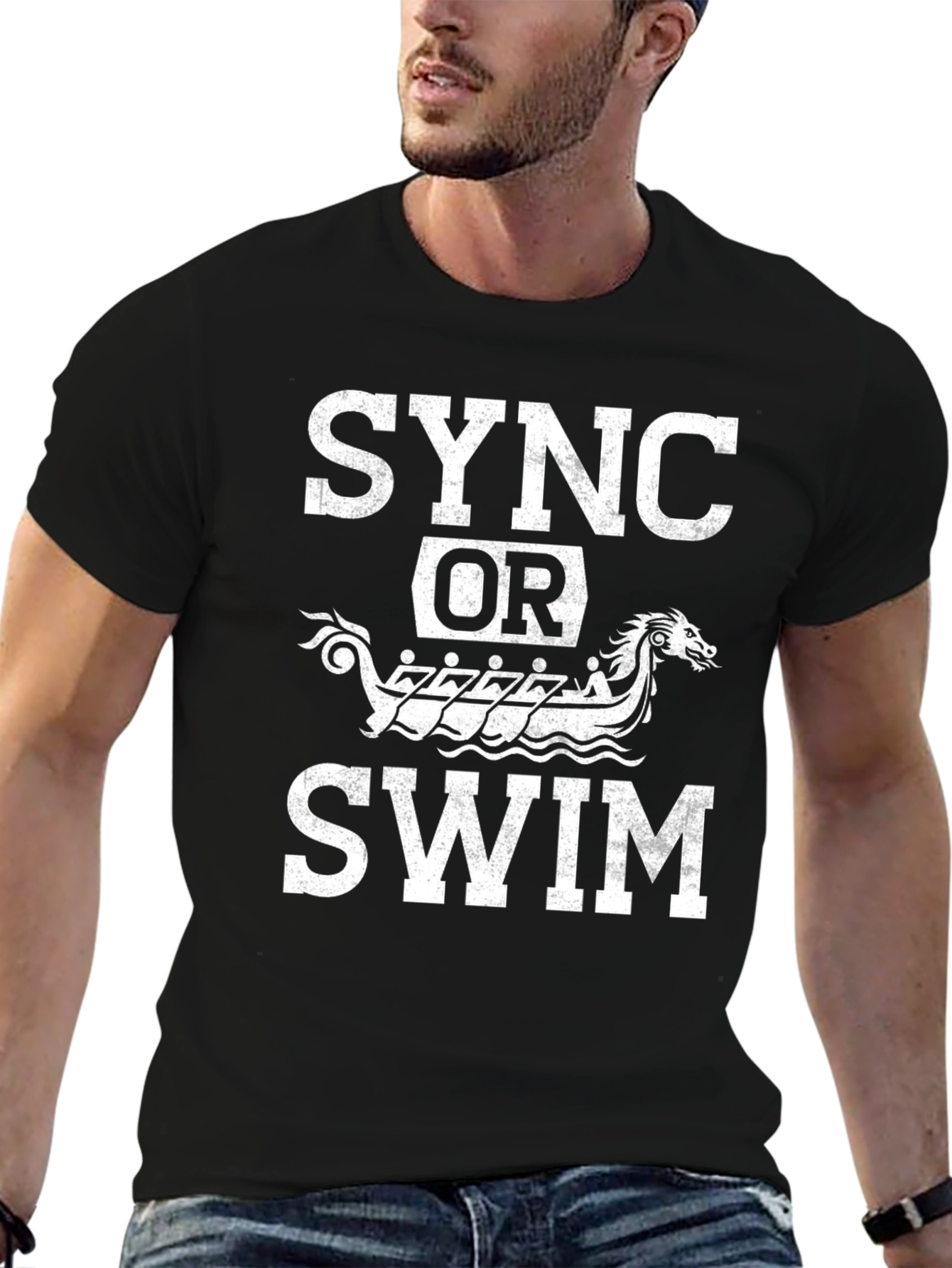 Sync or Swim T-Shirt - Viking Boat Design