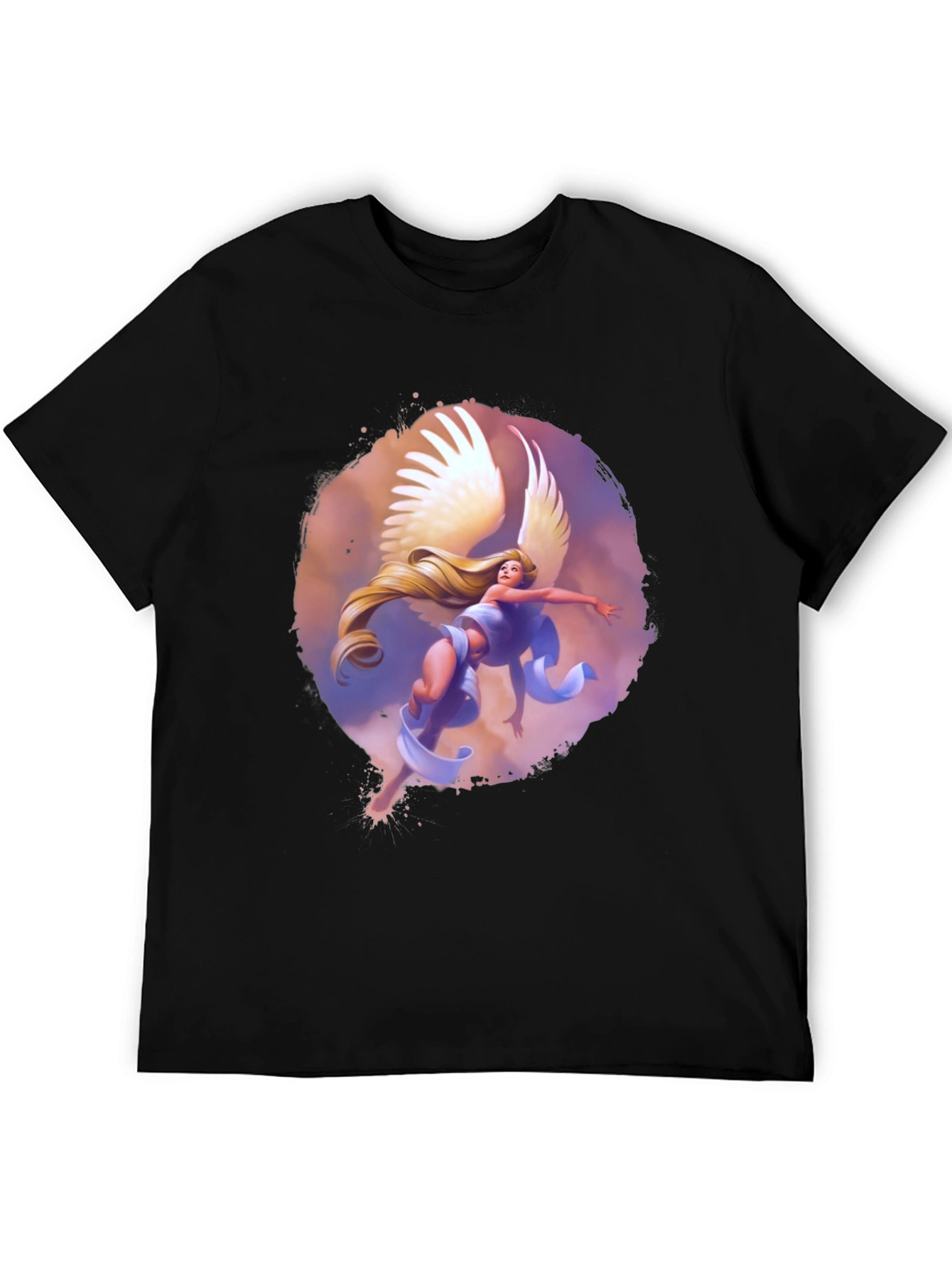 Winged Angel Graphic Print Black Tee