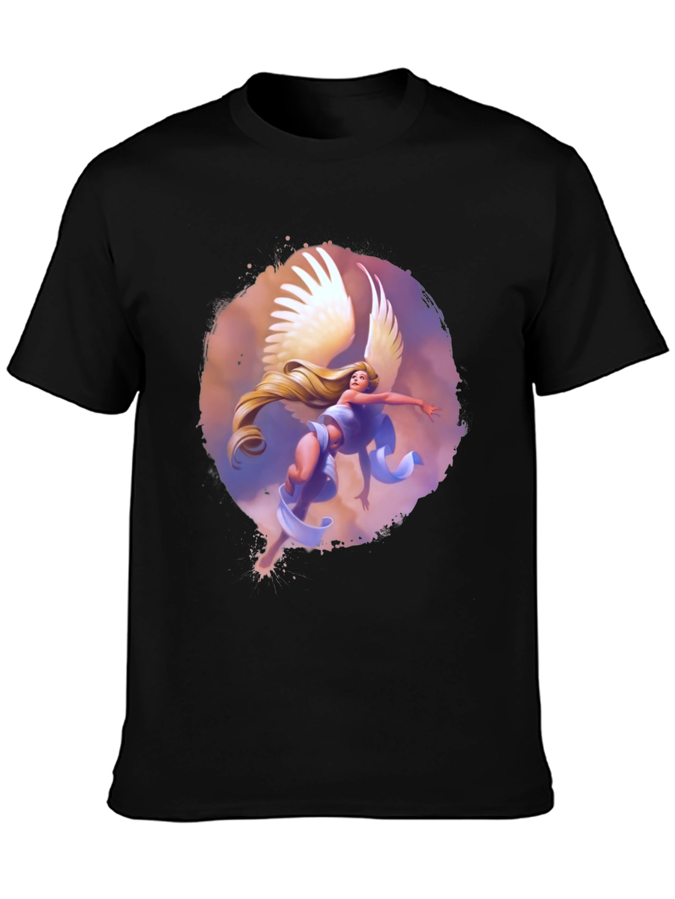 Winged Angel Graphic Print Black Tee