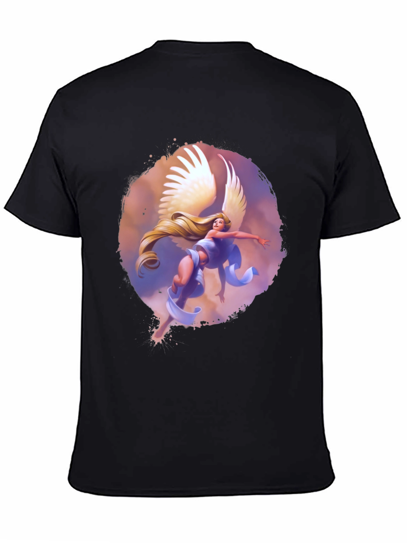 Winged Angel Graphic Print Black Tee