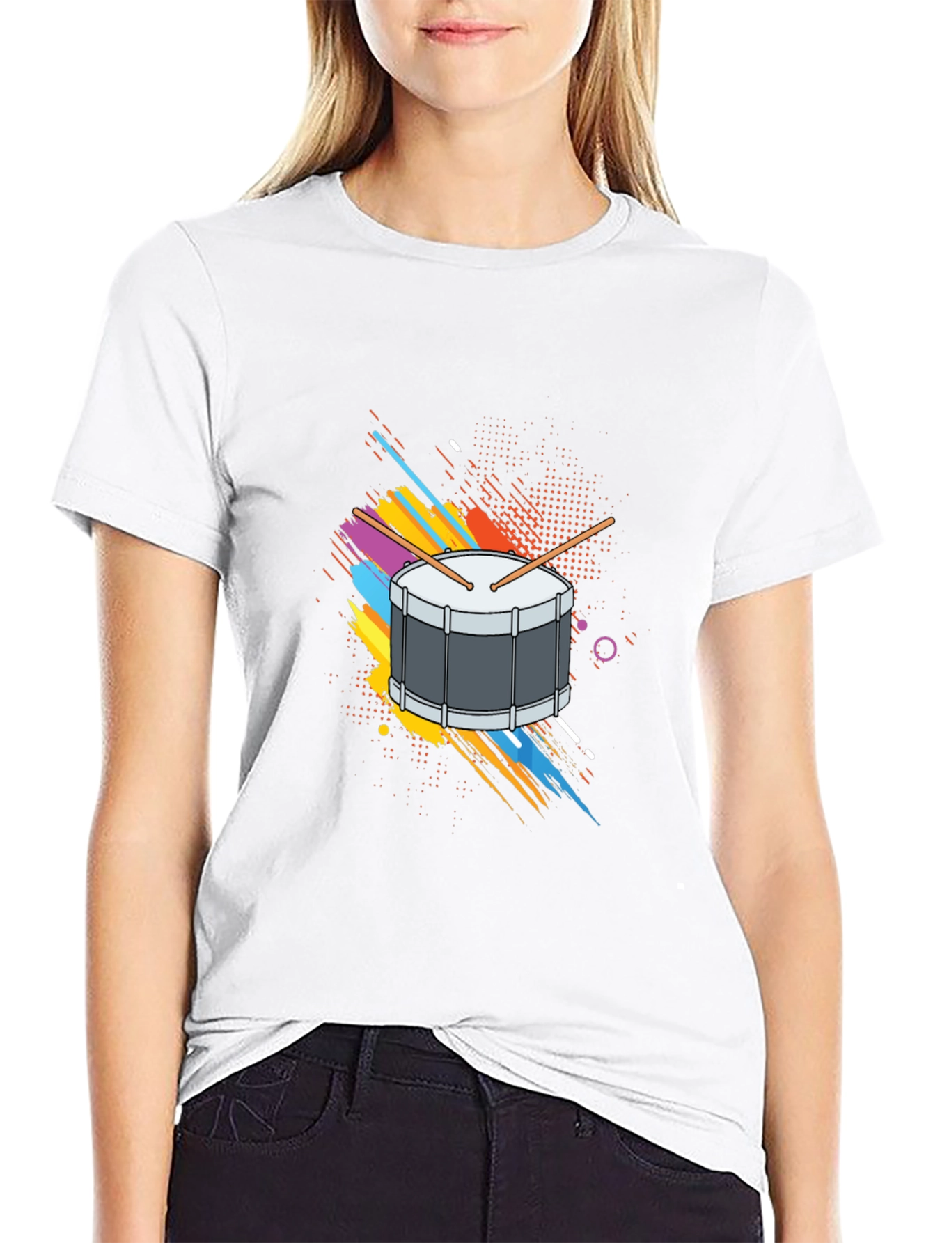 Drum Graphic Tee - Black Cotton T-Shirt