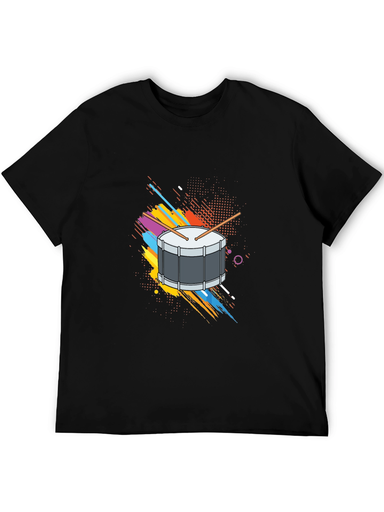 Drum Graphic Tee - Black Cotton T-Shirt