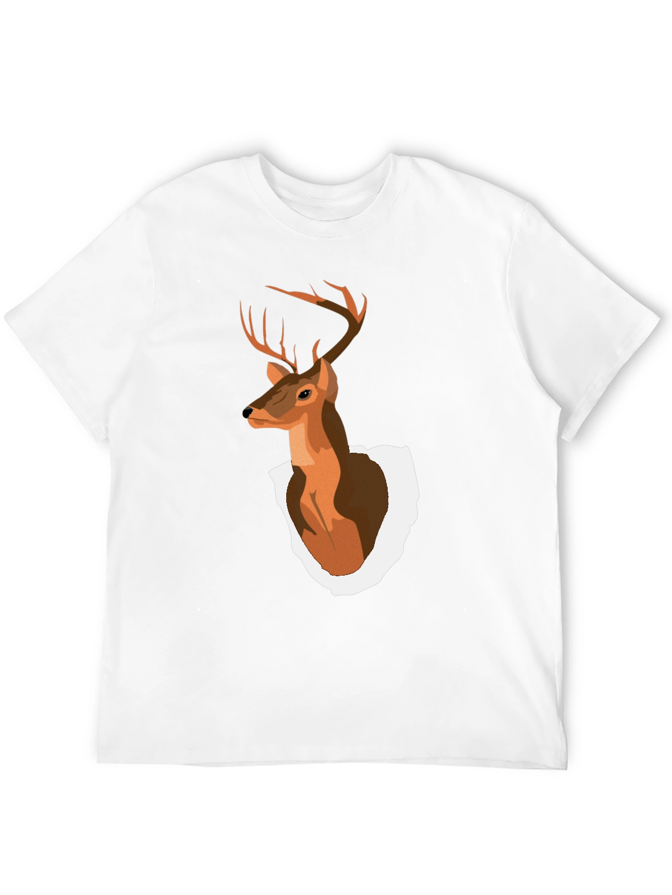 Mens Black T-Shirt with Deer Head Graphic