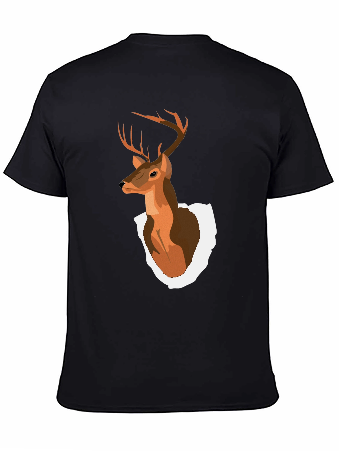 Mens Black T-Shirt with Deer Head Graphic