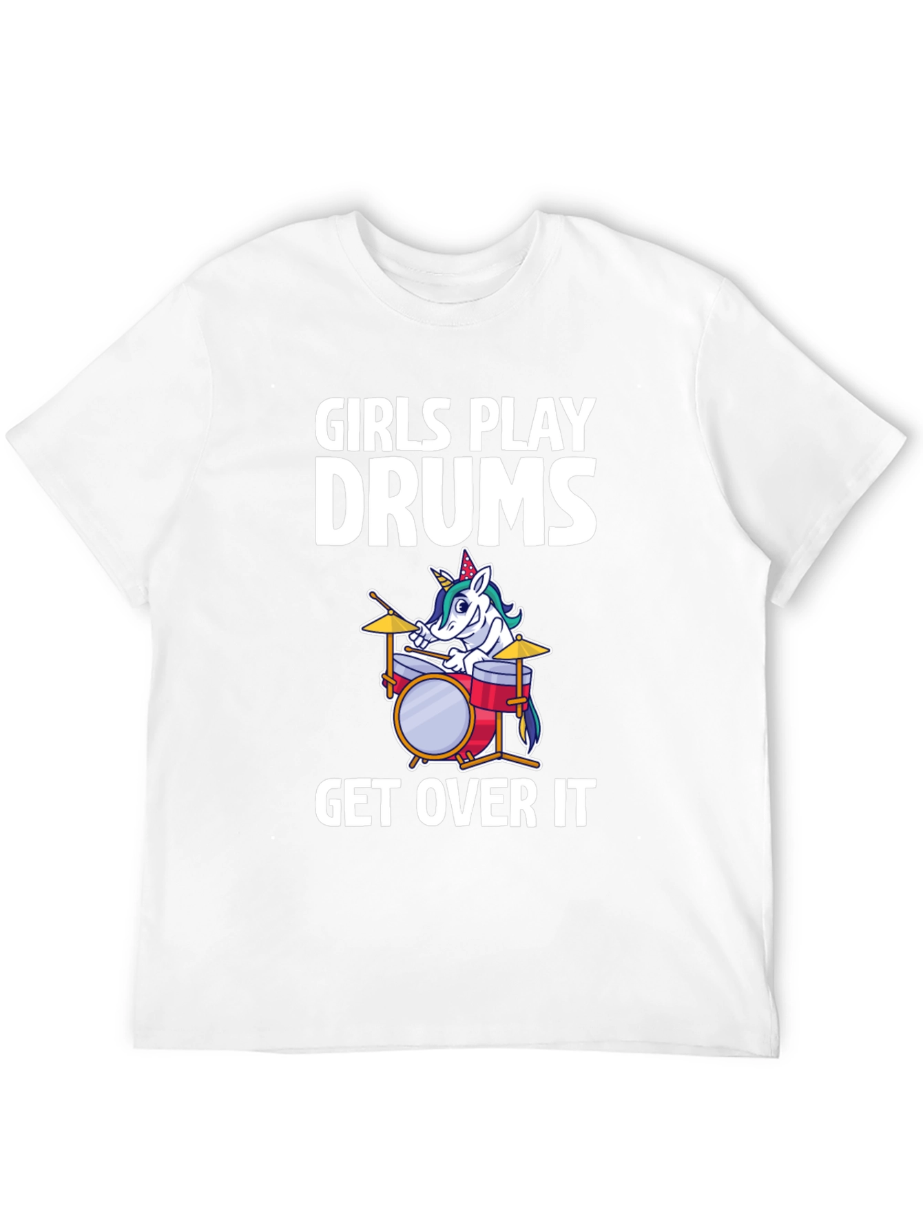 Girls Play Drums Unicorn T-Shirt