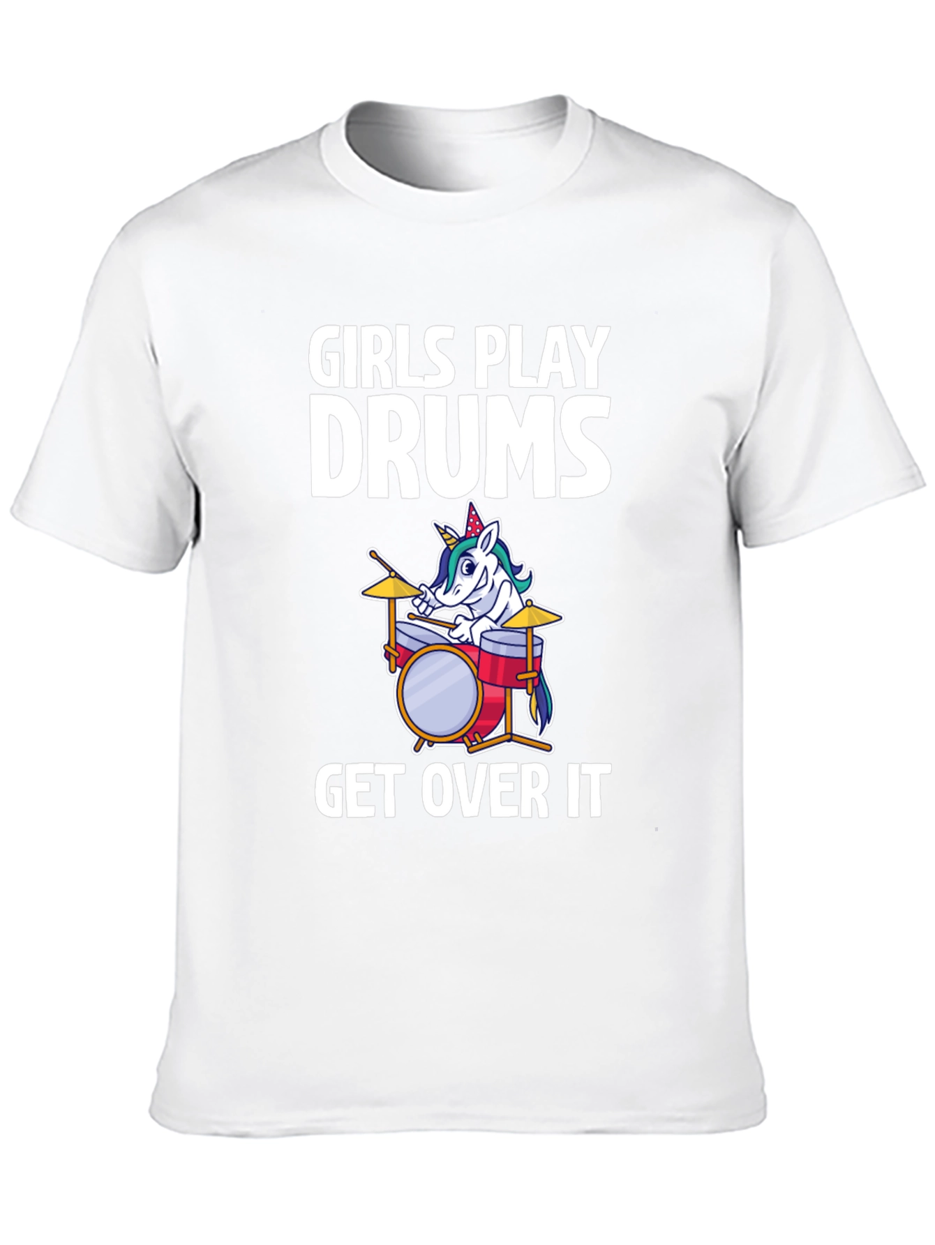 Girls Play Drums Unicorn T-Shirt
