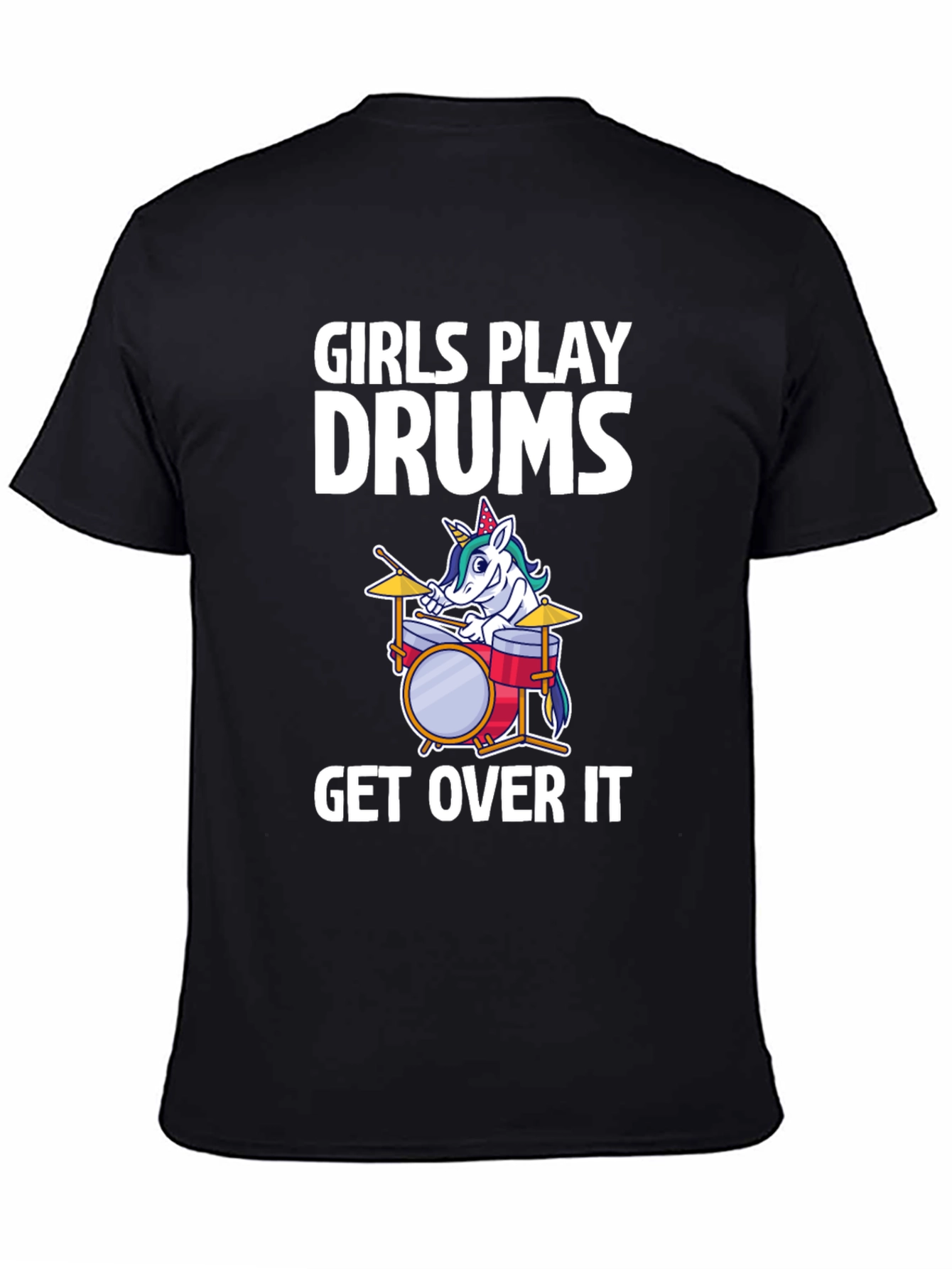 Girls Play Drums Unicorn T-Shirt