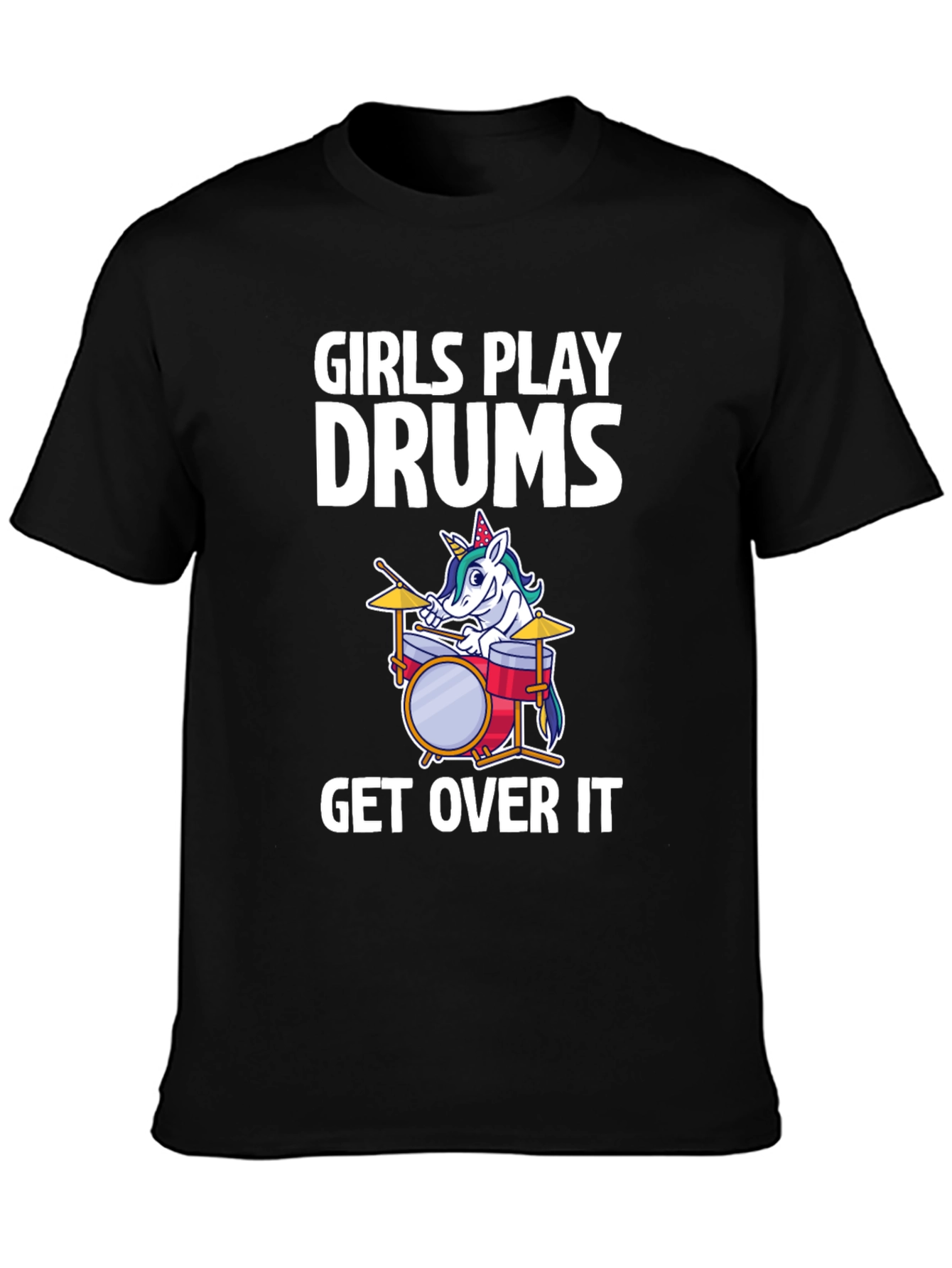 Girls Play Drums Unicorn T-Shirt