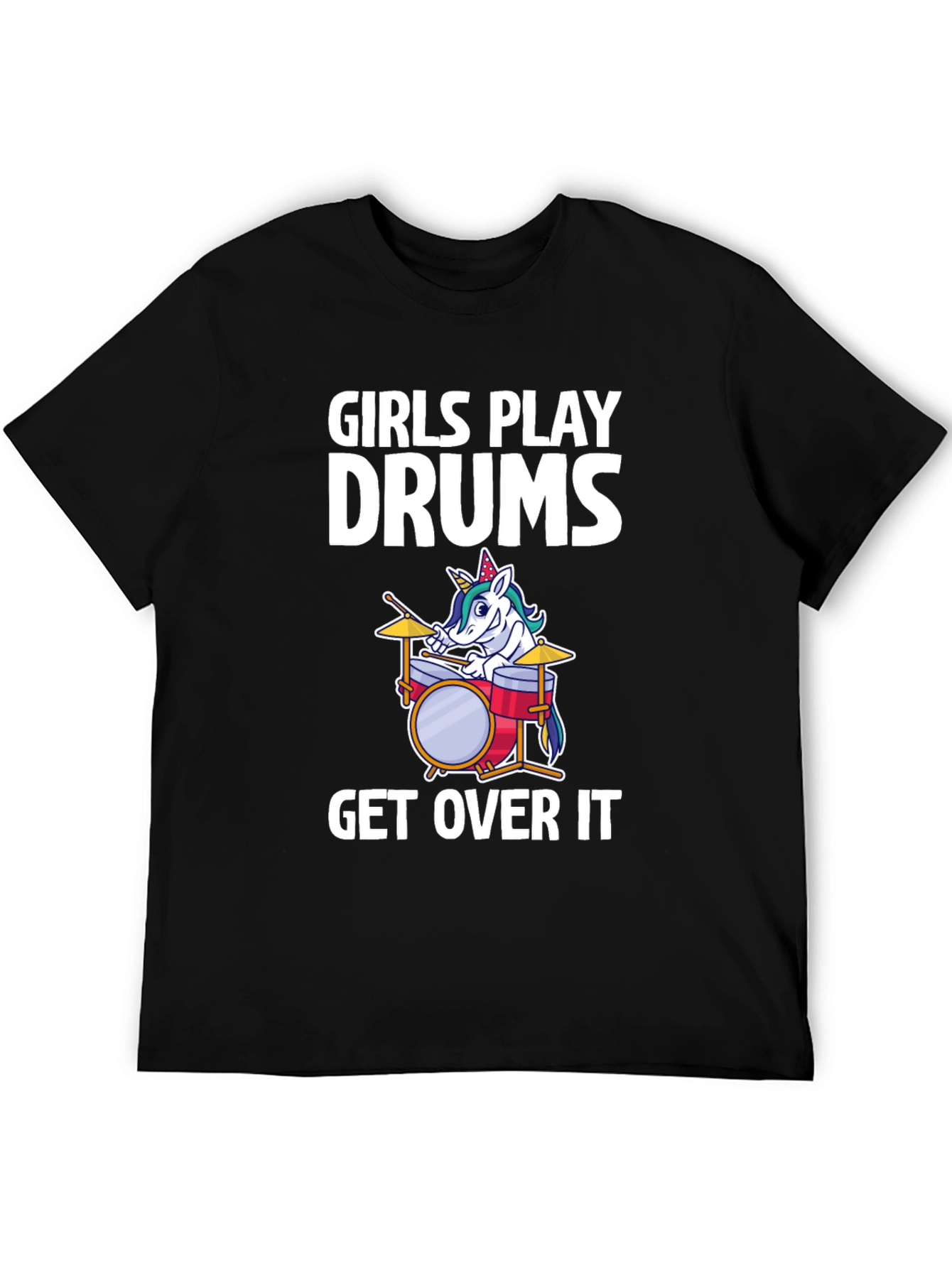 Girls Play Drums Unicorn T-Shirt