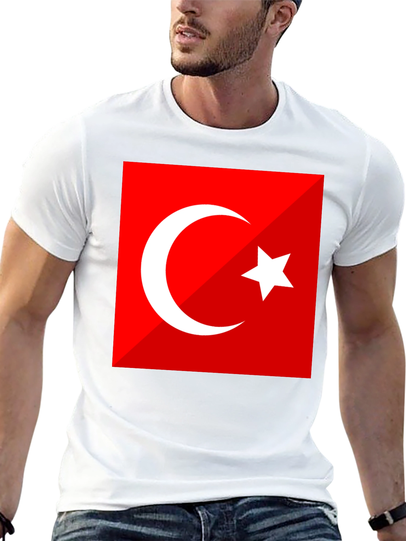 Turkey Flag Graphic Tee - Black Crew Neck