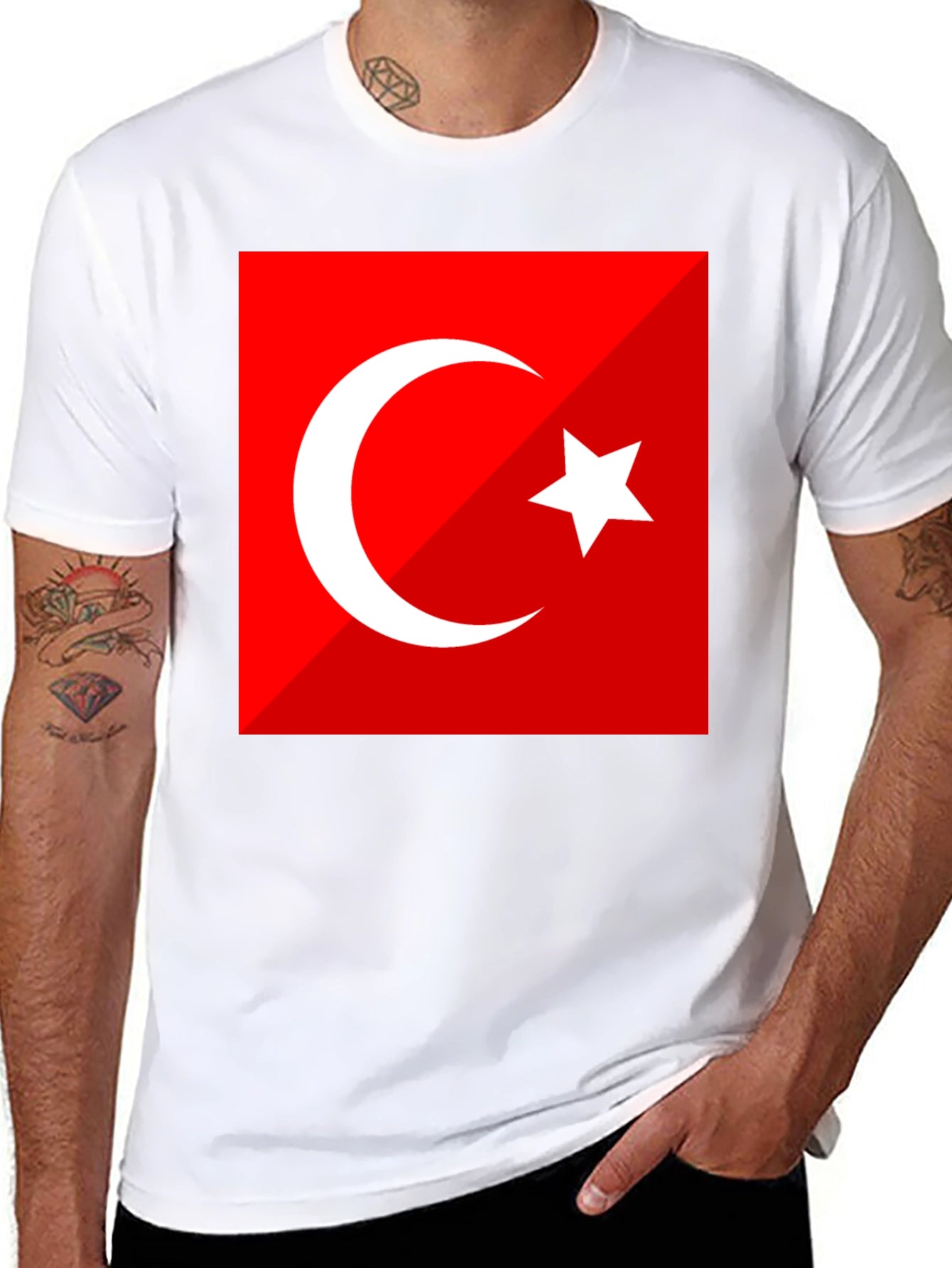 Turkey Flag Graphic Tee - Black Crew Neck