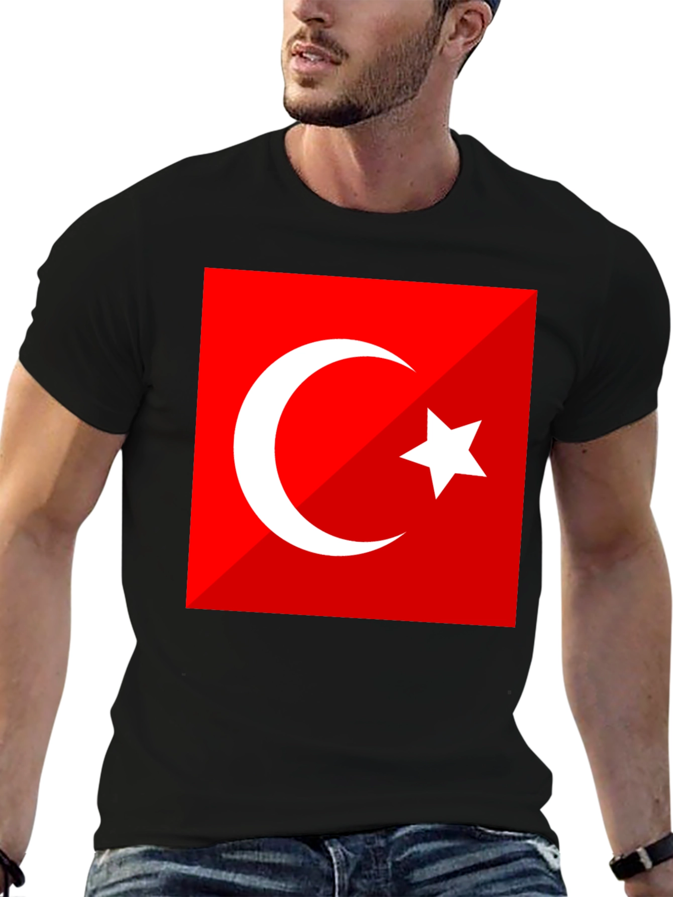 Turkey Flag Graphic Tee - Black Crew Neck