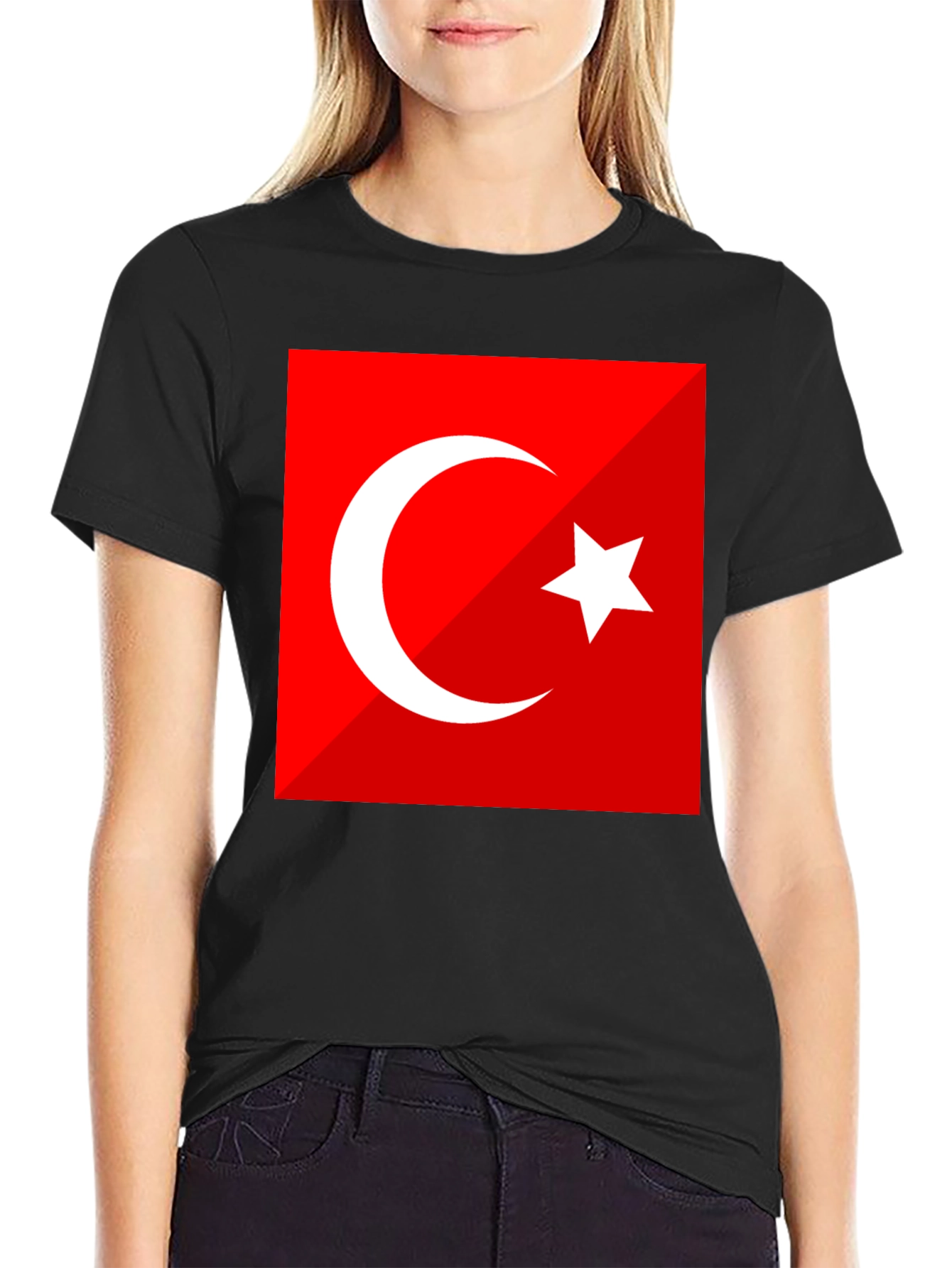 Turkey Flag Graphic Tee - Black Crew Neck