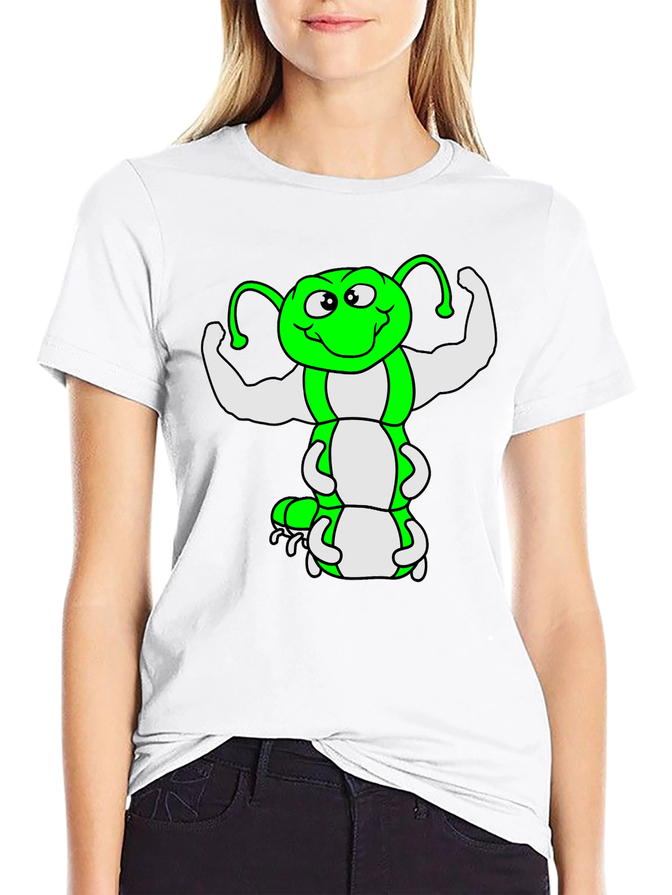 Funny Muscled Caterpillar Graphic T-Shirt
