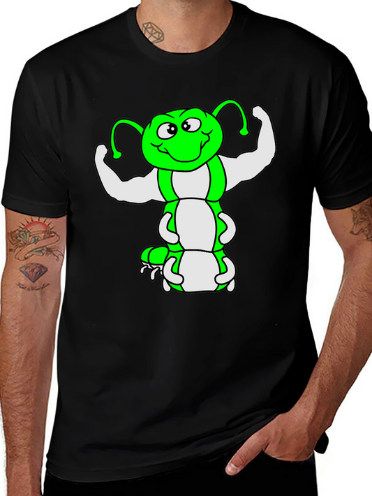 Funny Muscled Caterpillar Graphic T-Shirt