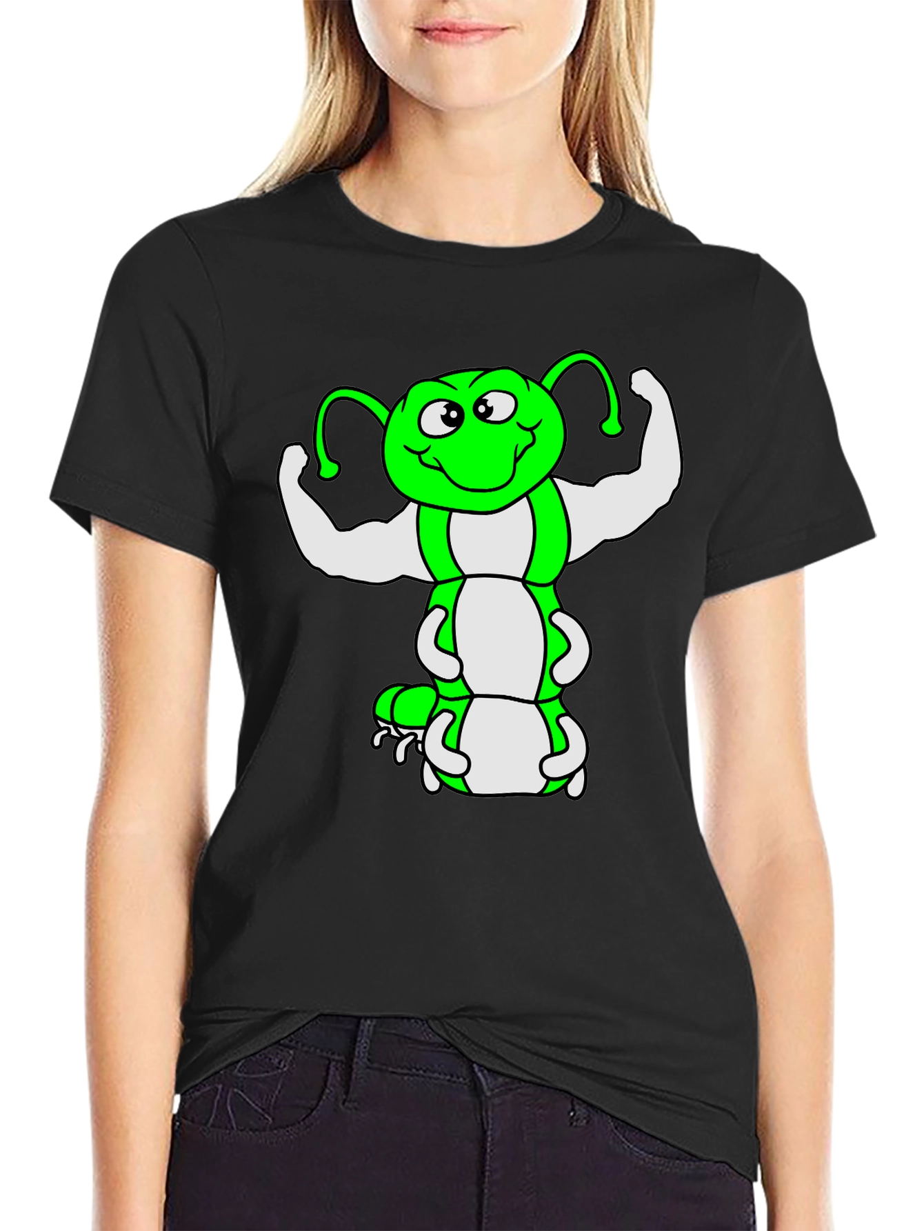 Funny Muscled Caterpillar Graphic T-Shirt