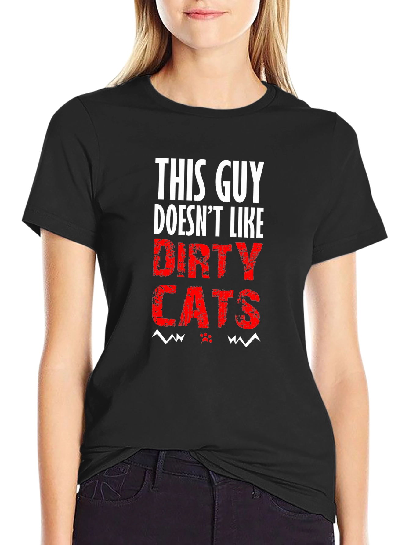 This Guy Doesnt Like Dirty Cats Black T-Shirt