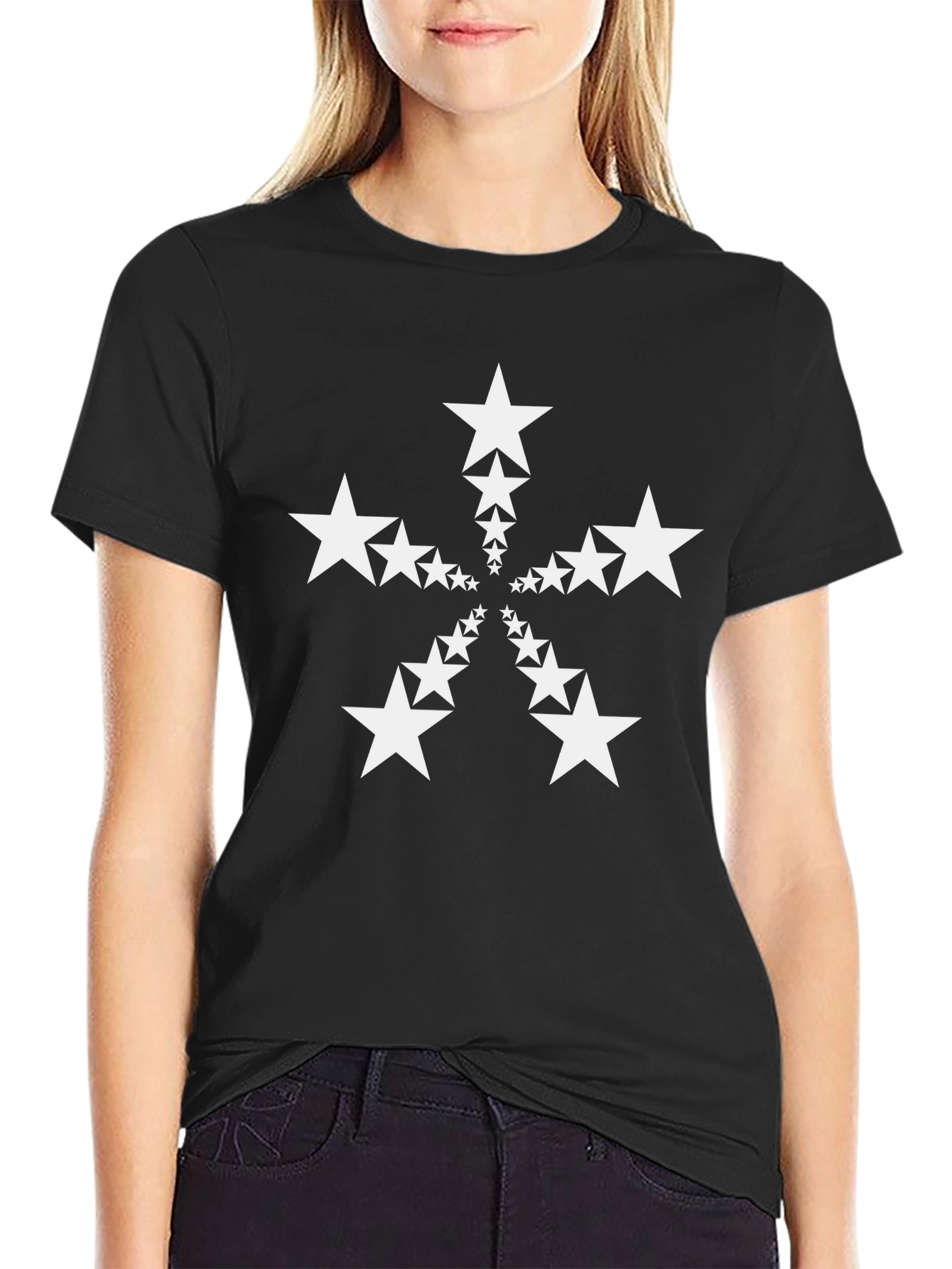Starburst Graphic Print Black T-Shirt