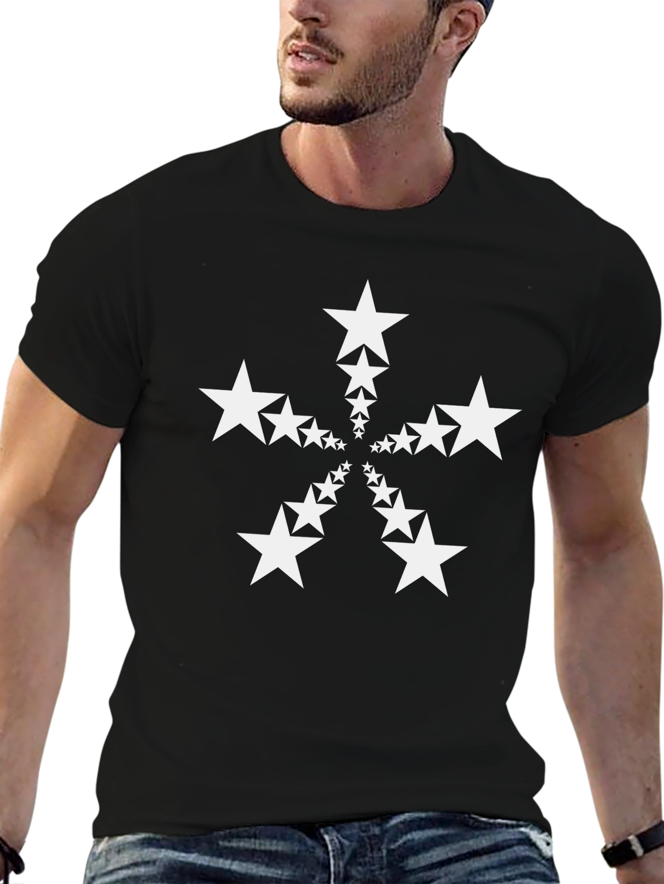 Starburst Graphic Print Black T-Shirt