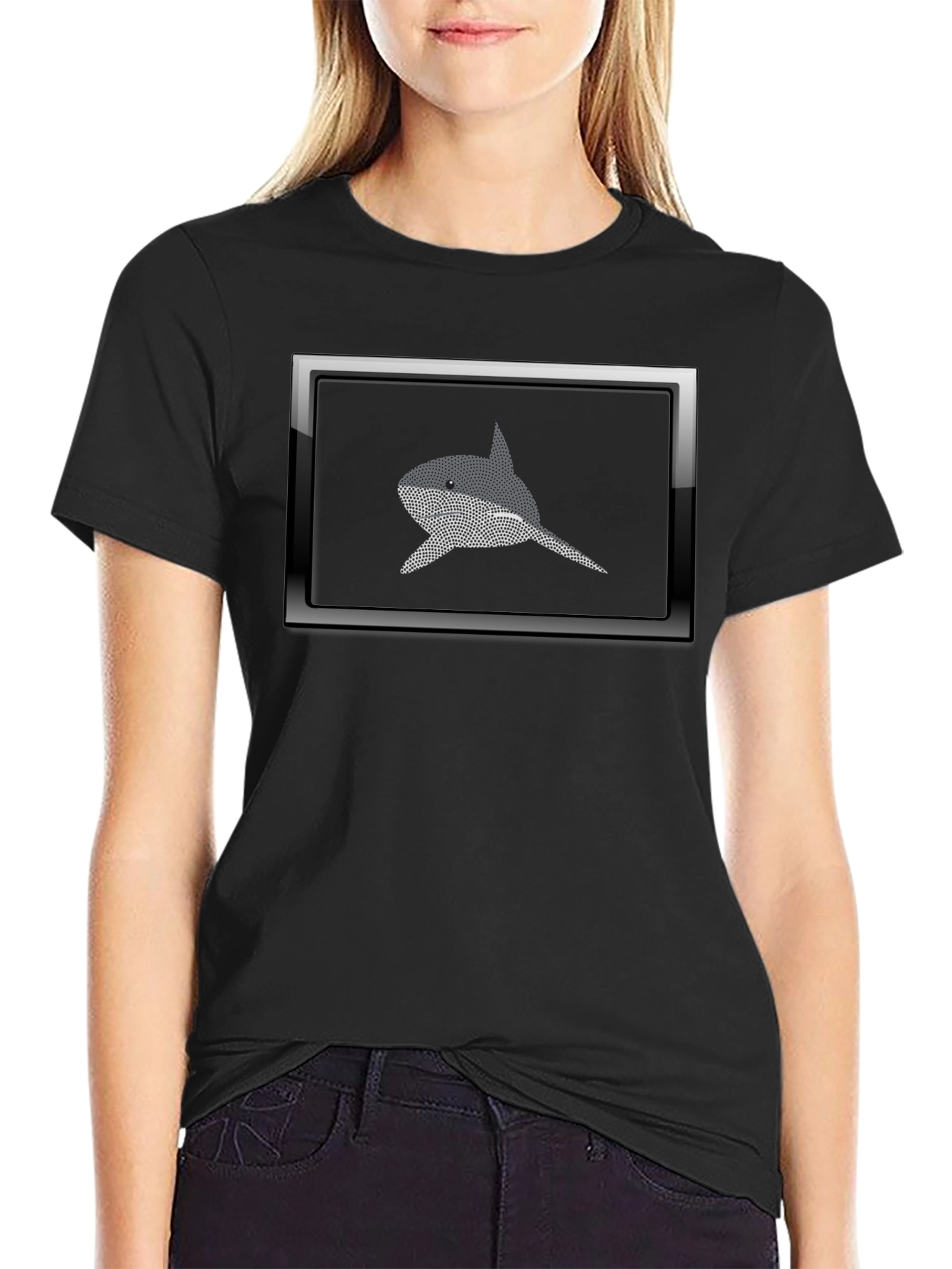 Black T-Shirt with Shark Graphic