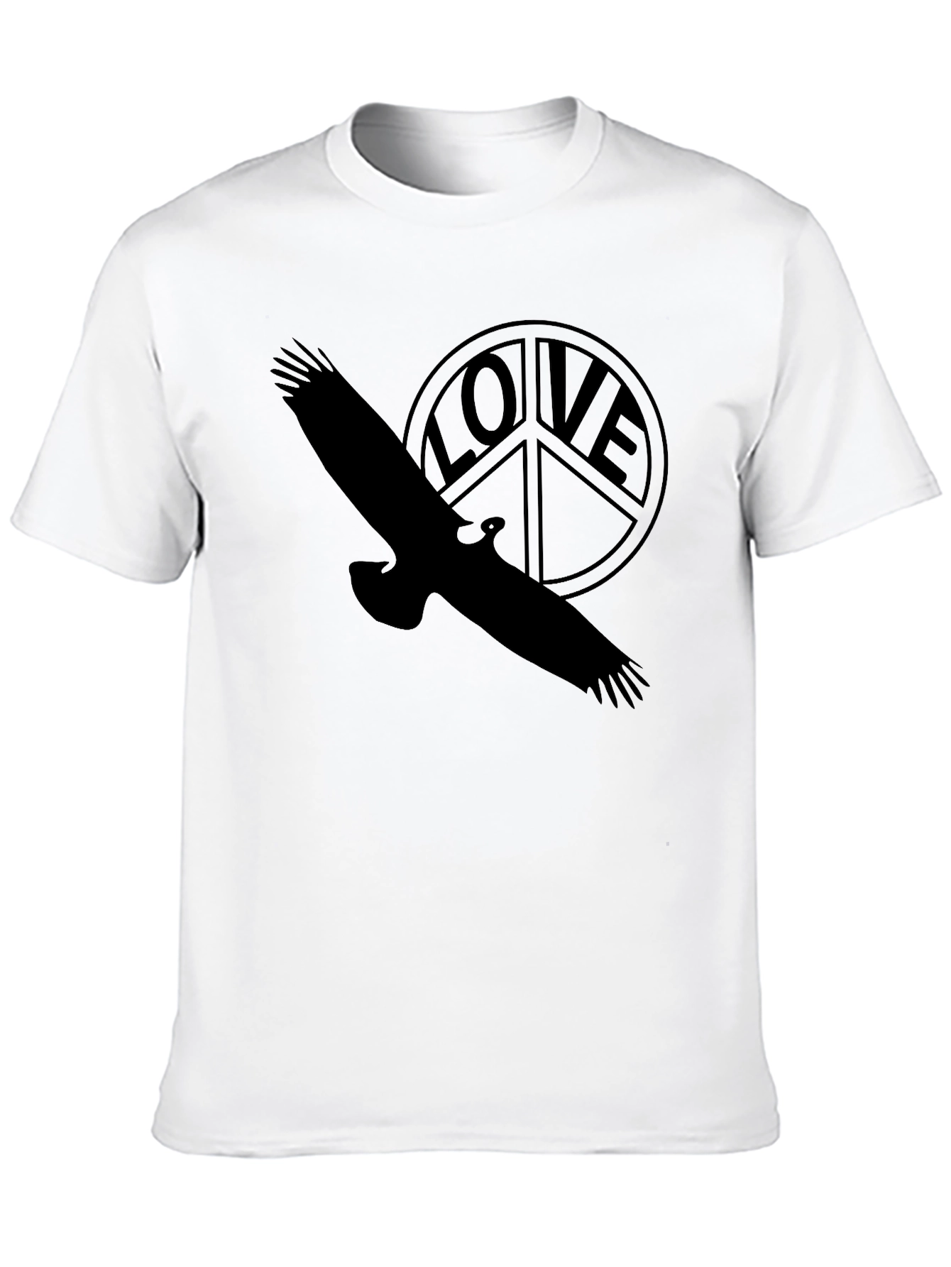 Peace & Love Bird Graphic Tee - Black