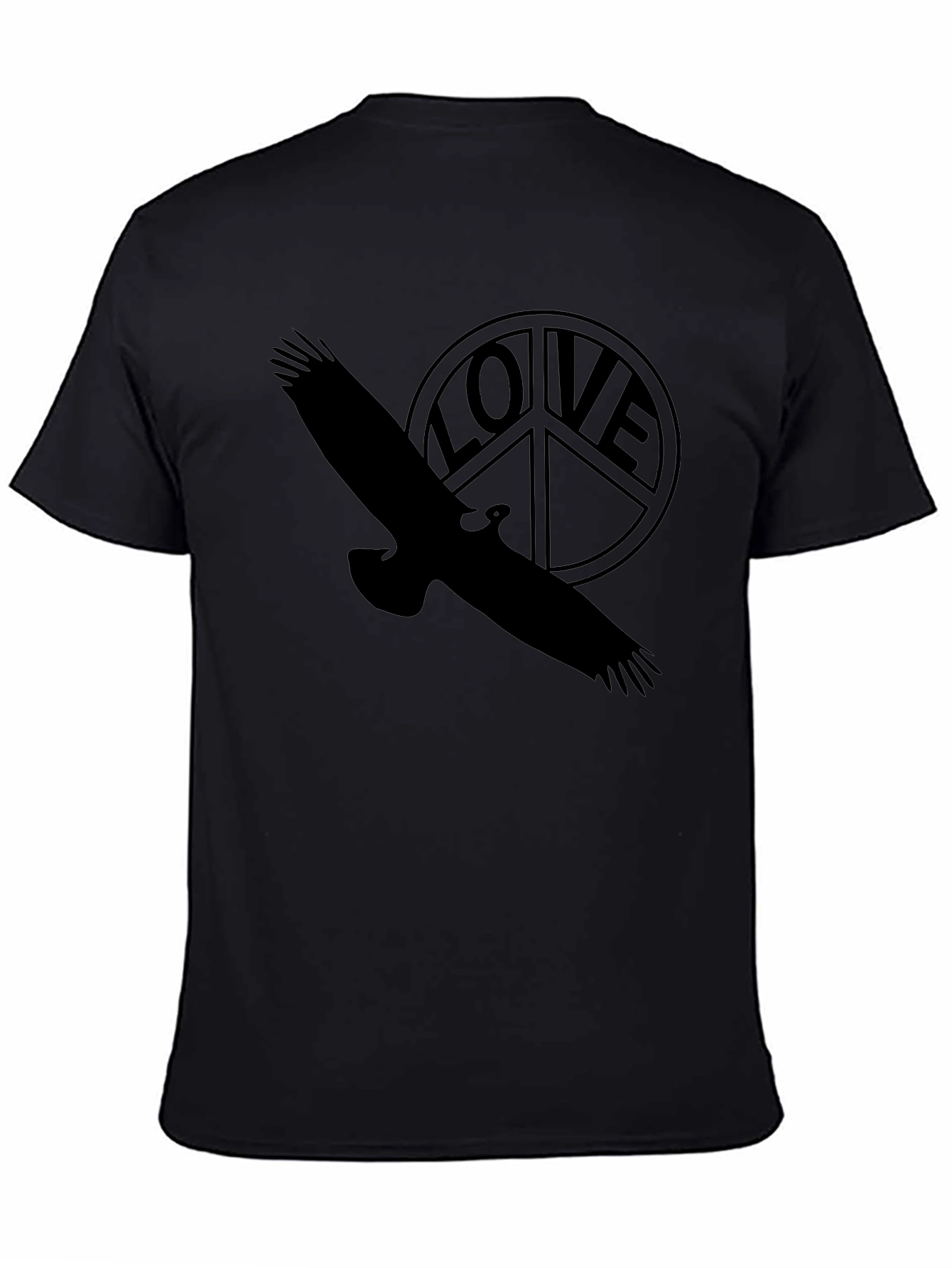 Peace & Love Bird Graphic Tee - Black