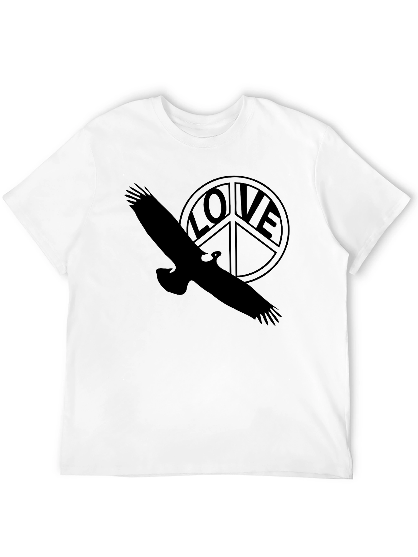 Peace & Love Bird Graphic Tee - Black