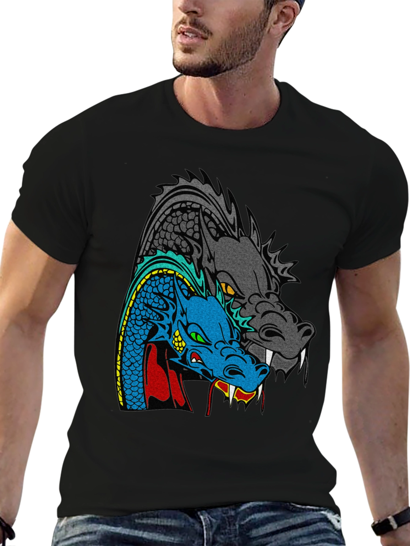 Dragon Graphic T-Shirt - Two Headed Beast Design